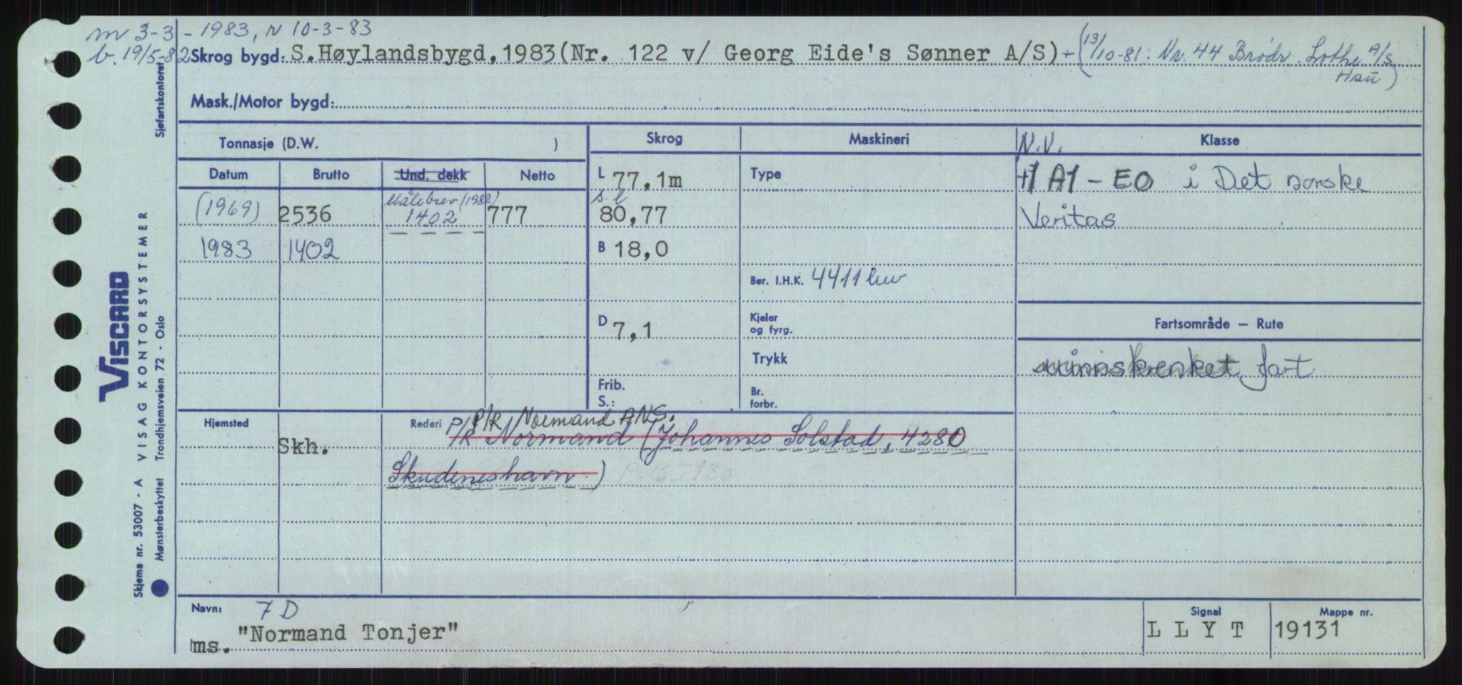 Sjøfartsdirektoratet med forløpere, Skipsmålingen, RA/S-1627/H/Ha/L0004/0001: Fartøy, Mas-R / Fartøy, Mas-Odd, p. 793