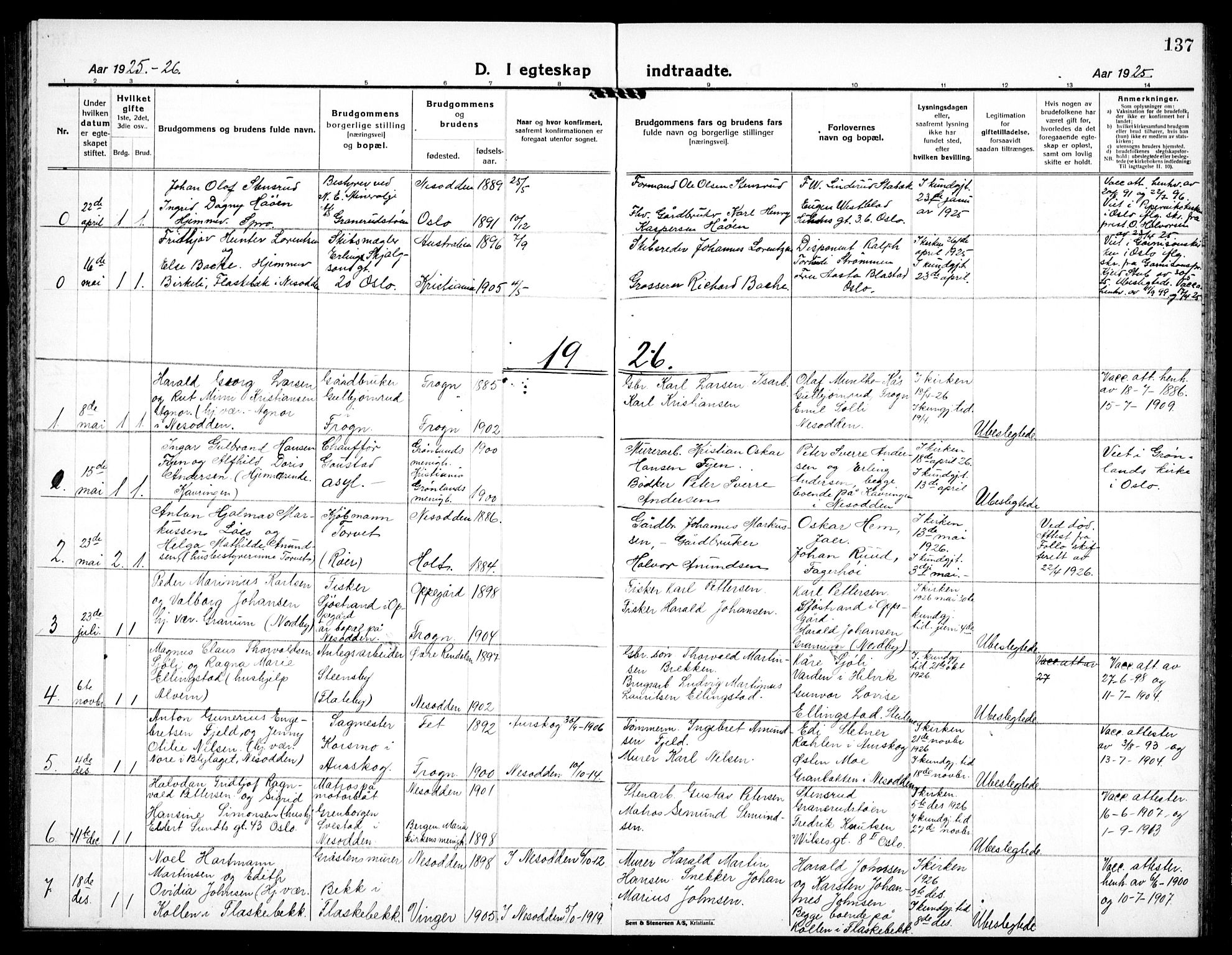 Nesodden prestekontor Kirkebøker, AV/SAO-A-10013/G/Ga/L0003: Parish register (copy) no. I 3, 1924-1939, p. 137