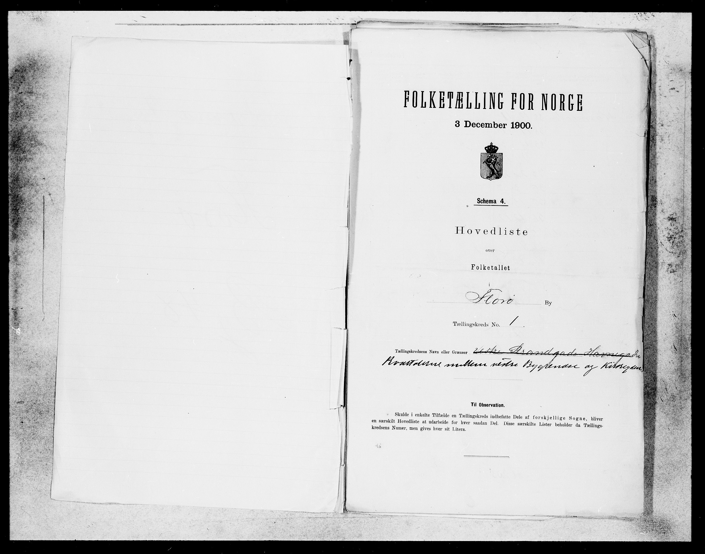 SAB, 1900 census for Florø, 1900, p. 1