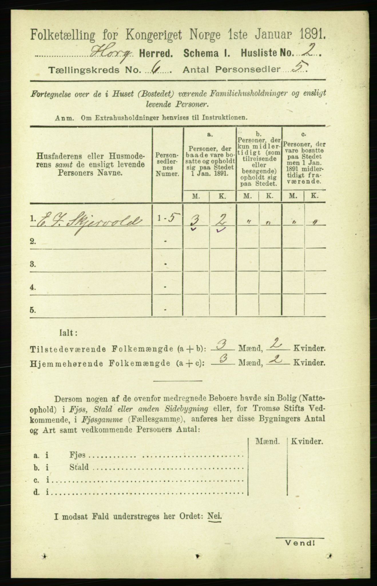 RA, 1891 census for 1650 Horg, 1891, p. 2350