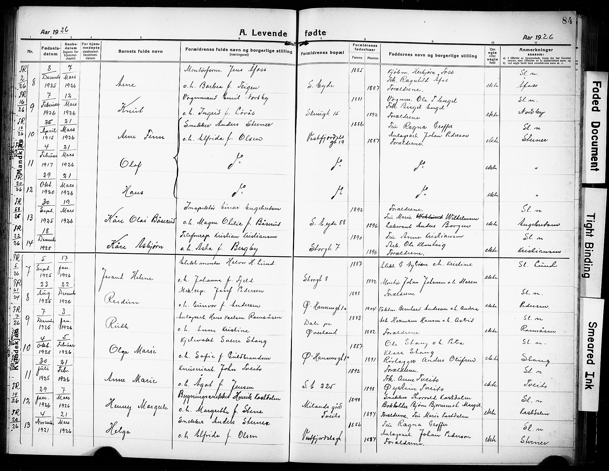 Rjukan kirkebøker, SAKO/A-294/G/Ga/L0003: Parish register (copy) no. 3, 1920-1928, p. 84