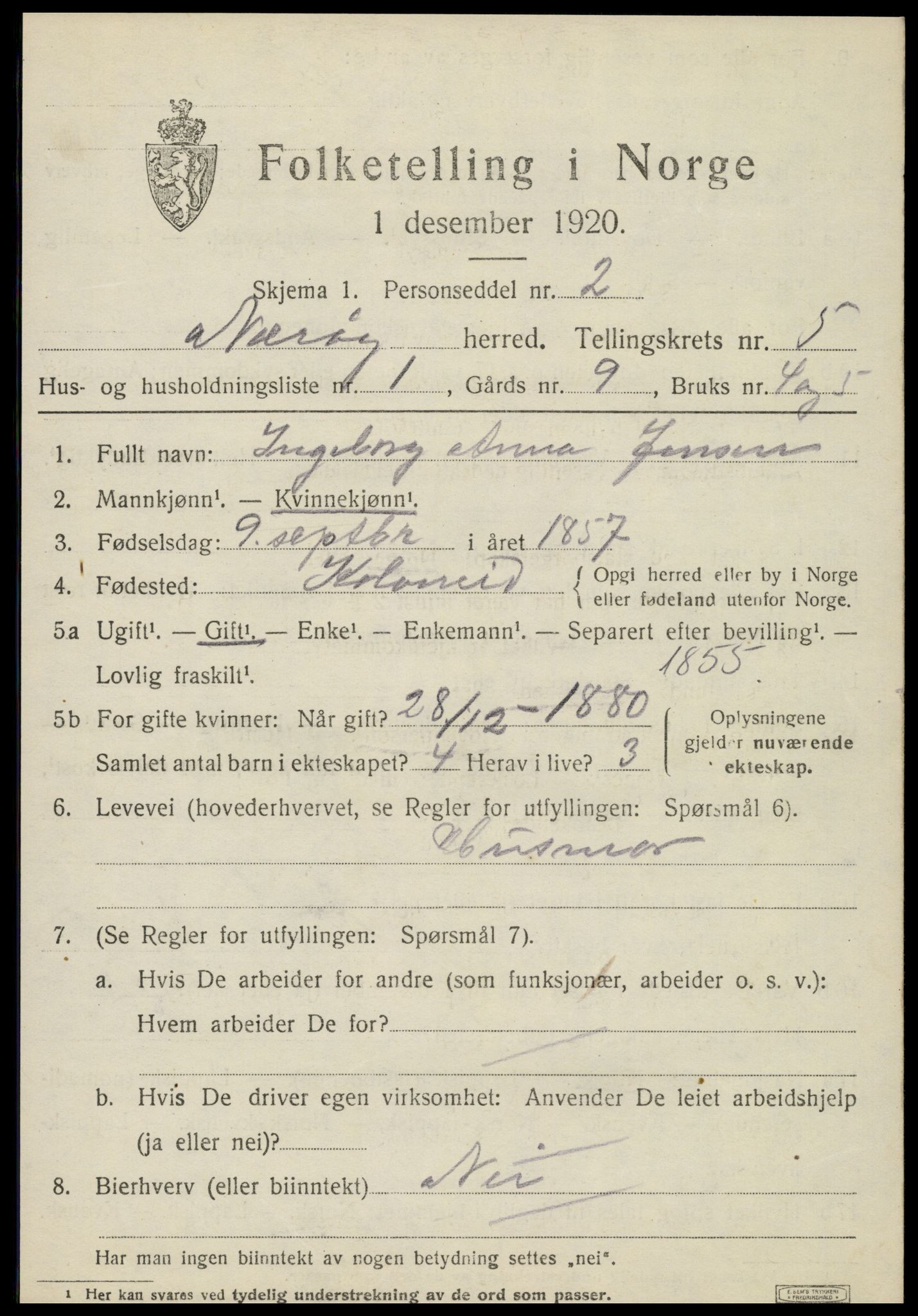 SAT, 1920 census for Nærøy, 1920, p. 2441