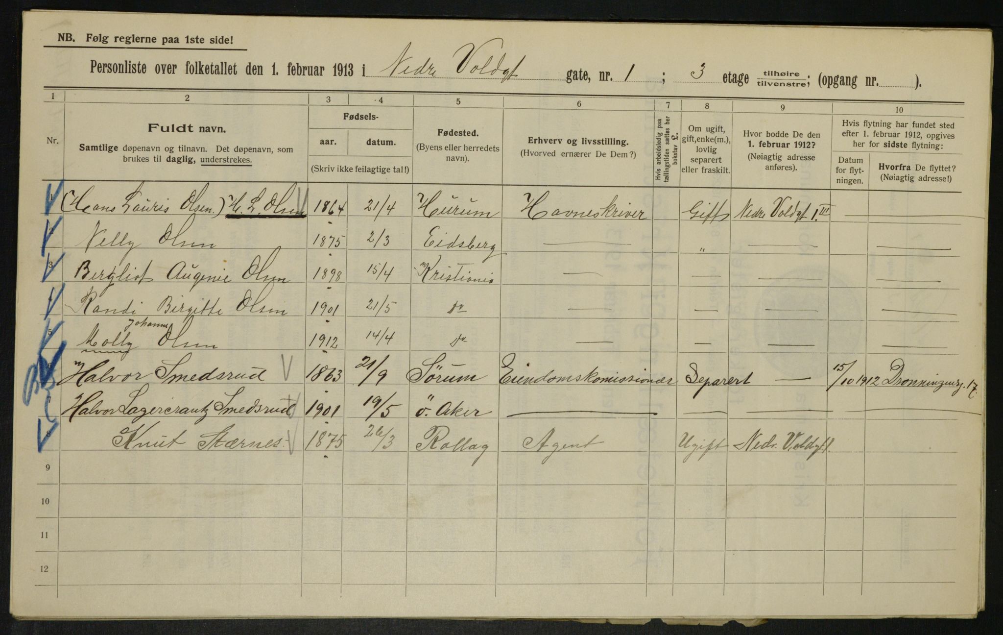 OBA, Municipal Census 1913 for Kristiania, 1913, p. 69519