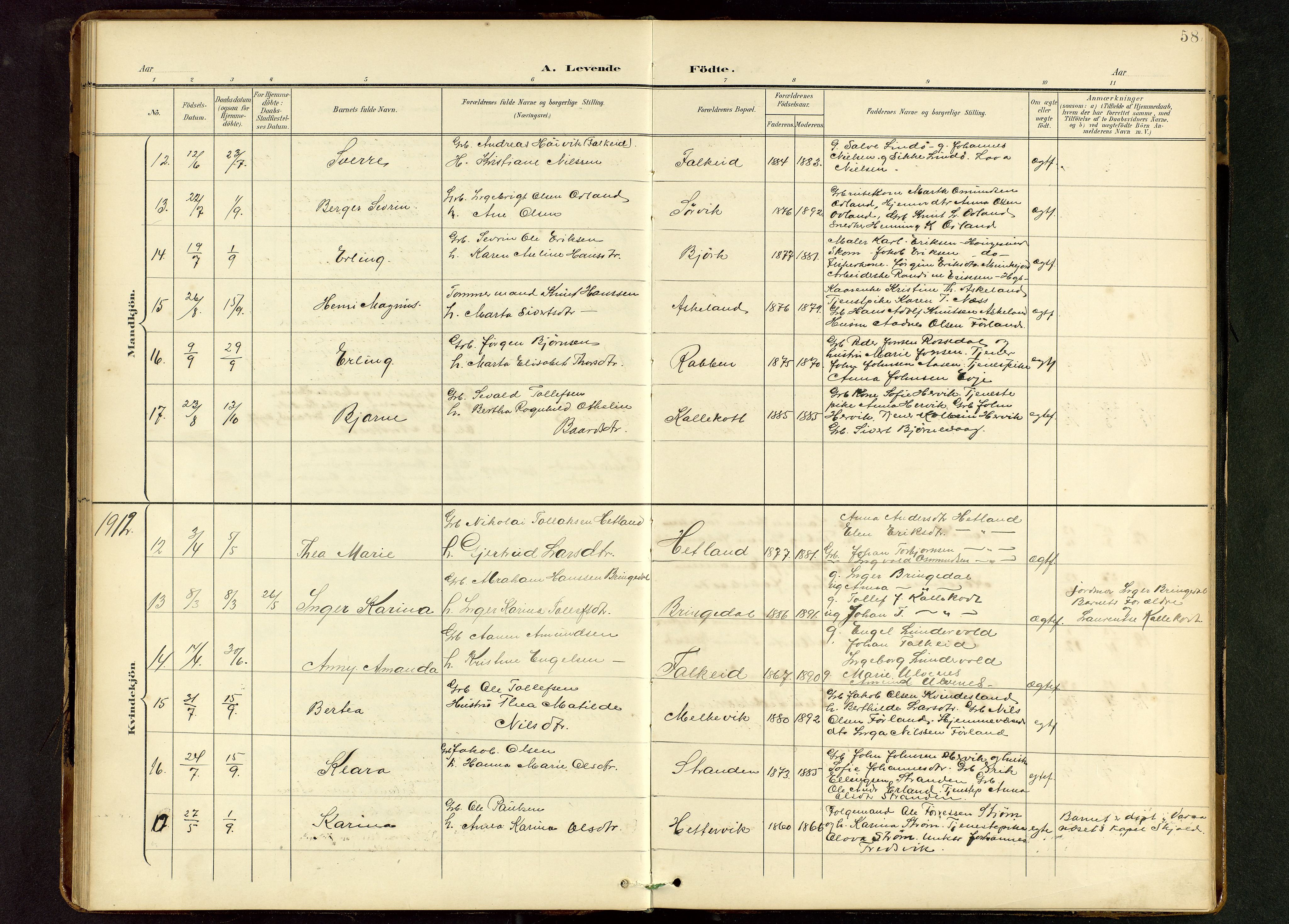 Tysvær sokneprestkontor, AV/SAST-A -101864/H/Ha/Hab/L0010: Parish register (copy) no. B 10, 1897-1912, p. 58