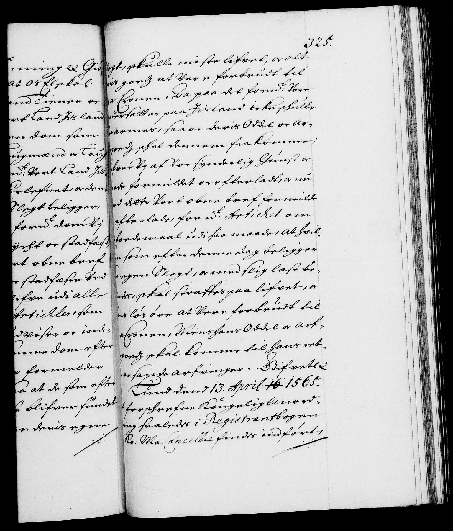 Danske Kanselli 1572-1799, RA/EA-3023/F/Fc/Fca/Fcab/L0012: Norske tegnelser (mikrofilm), 1670-1683, p. 325a