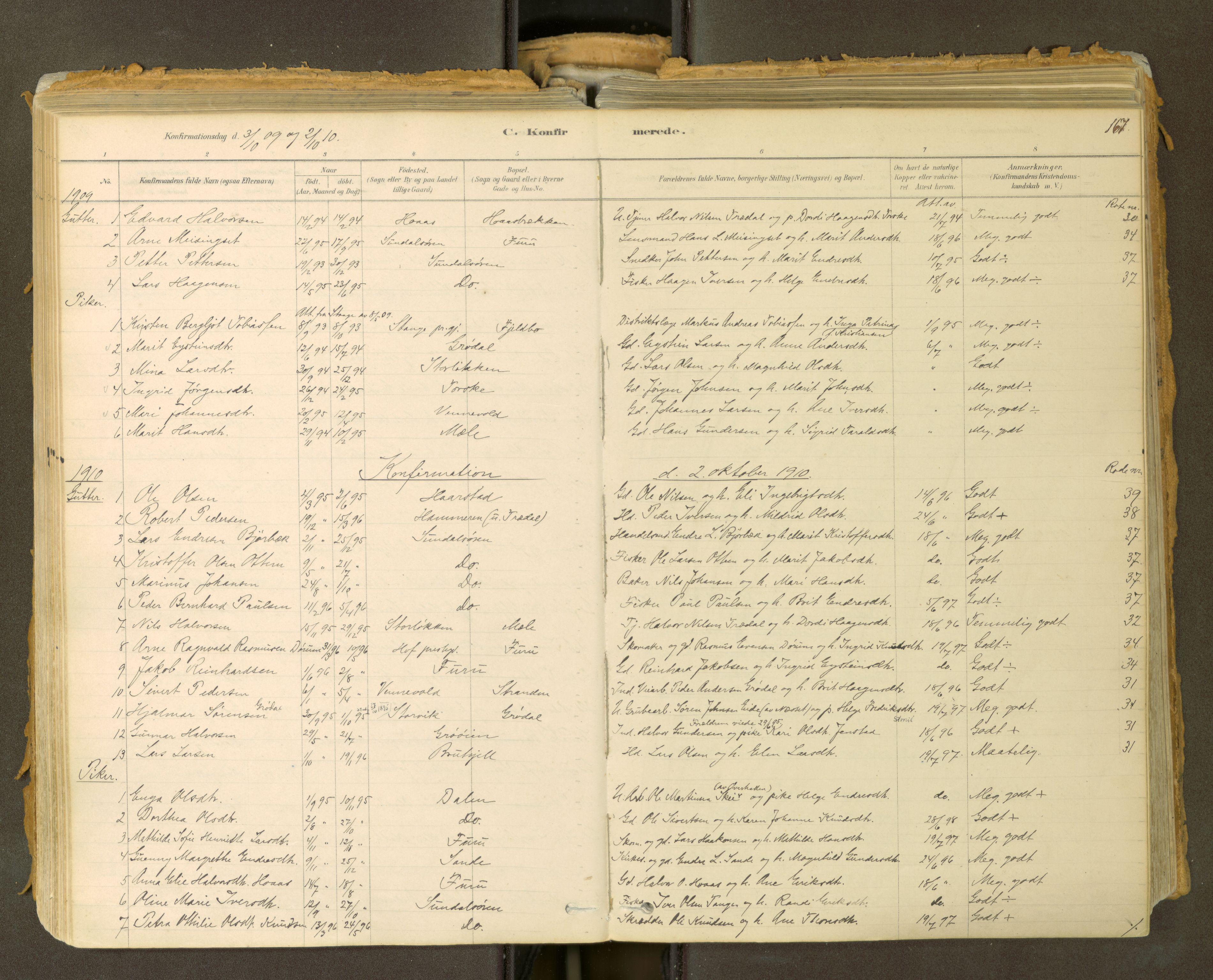 Sunndal sokneprestkontor, AV/SAT-A-1085/1/I/I1/I1a: Parish register (official) no. 2, 1877-1914, p. 167