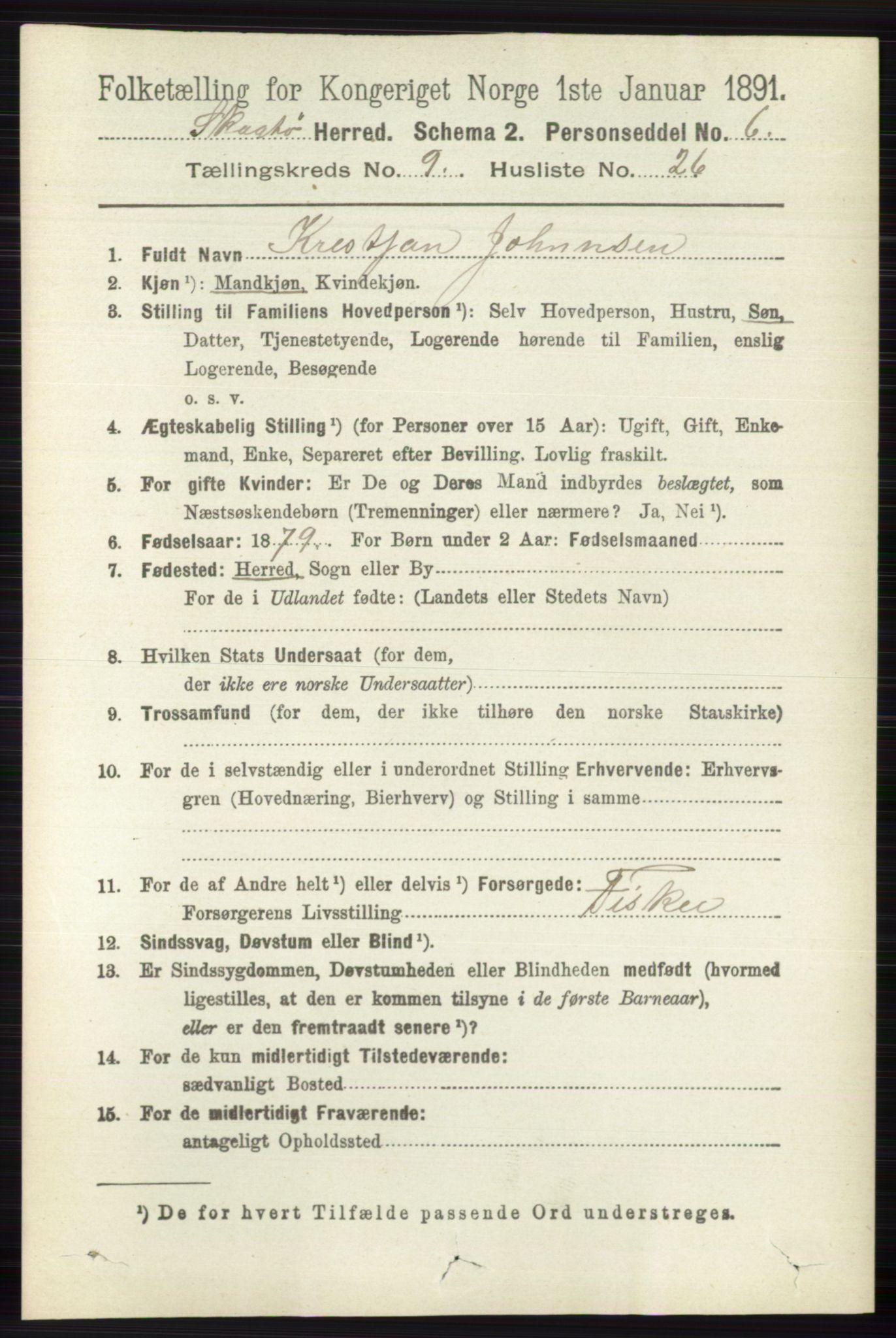 RA, 1891 census for 0815 Skåtøy, 1891, p. 4007