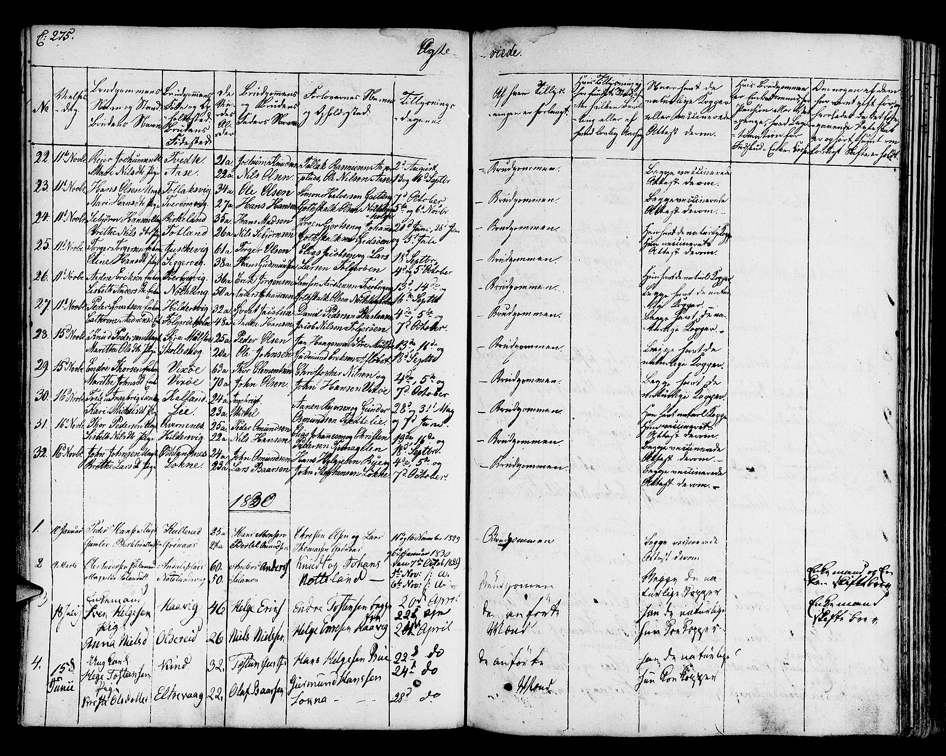 Finnås sokneprestembete, SAB/A-99925/H/Ha/Haa/Haaa/L0005: Parish register (official) no. A 5, 1823-1835, p. 275