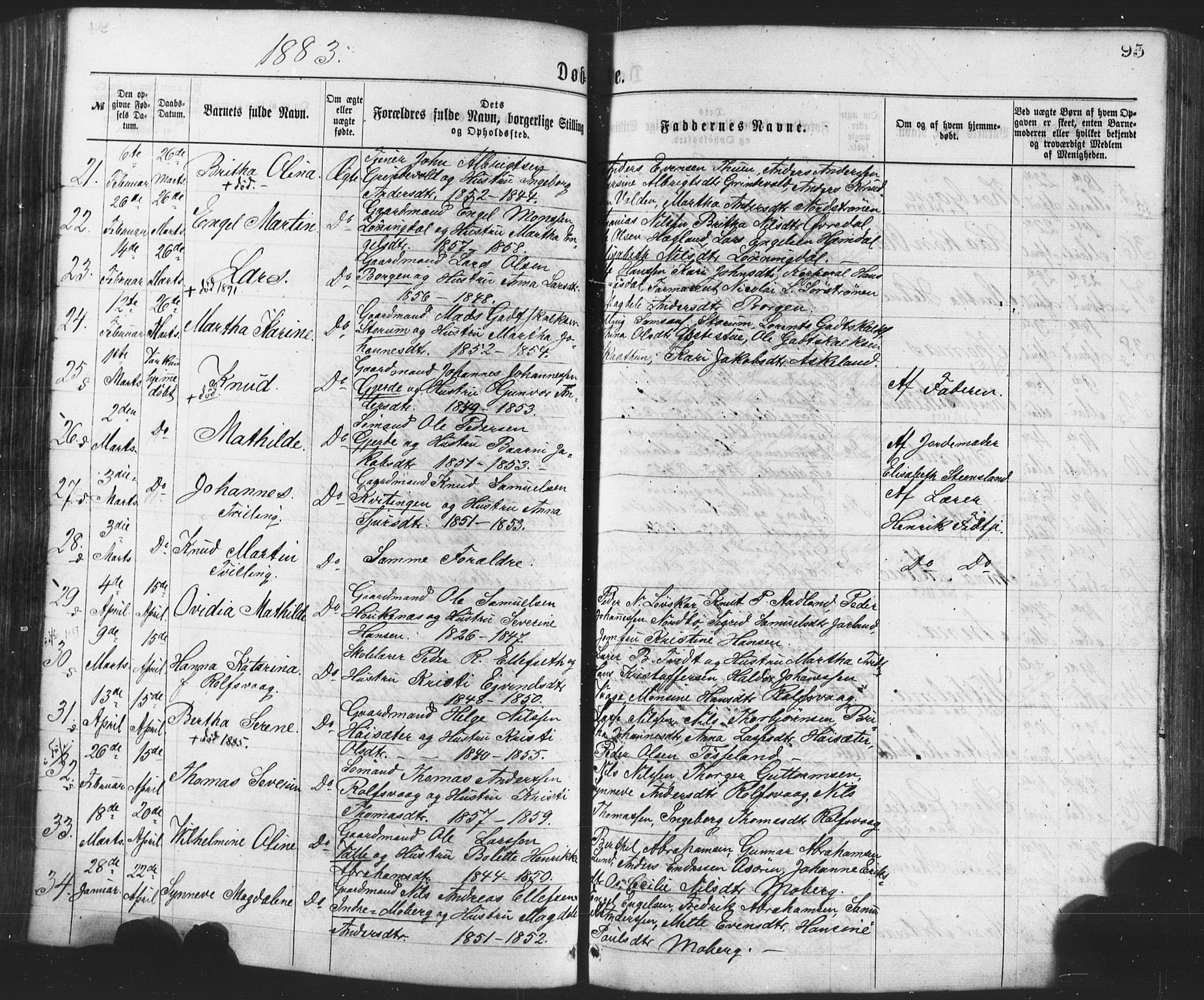 Os sokneprestembete, AV/SAB-A-99929: Parish register (official) no. A 18, 1874-1884, p. 95