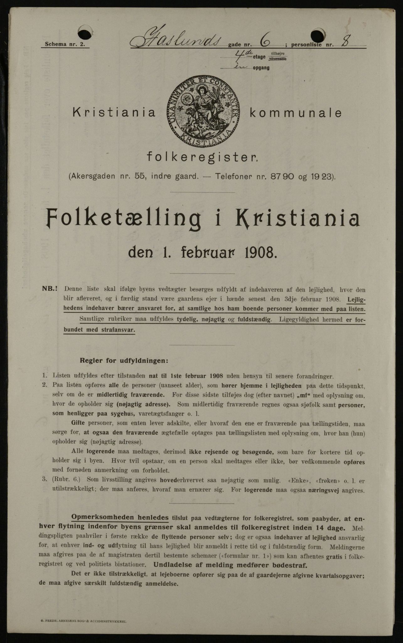 OBA, Municipal Census 1908 for Kristiania, 1908, p. 24192