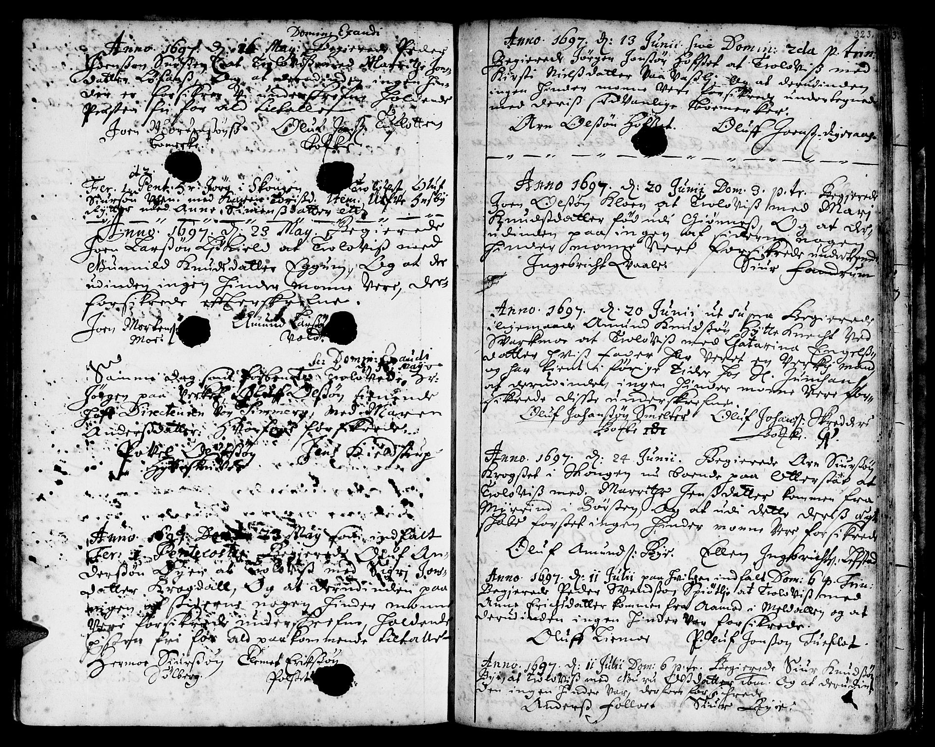Ministerialprotokoller, klokkerbøker og fødselsregistre - Sør-Trøndelag, SAT/A-1456/668/L0801: Parish register (official) no. 668A01, 1695-1716, p. 322-323