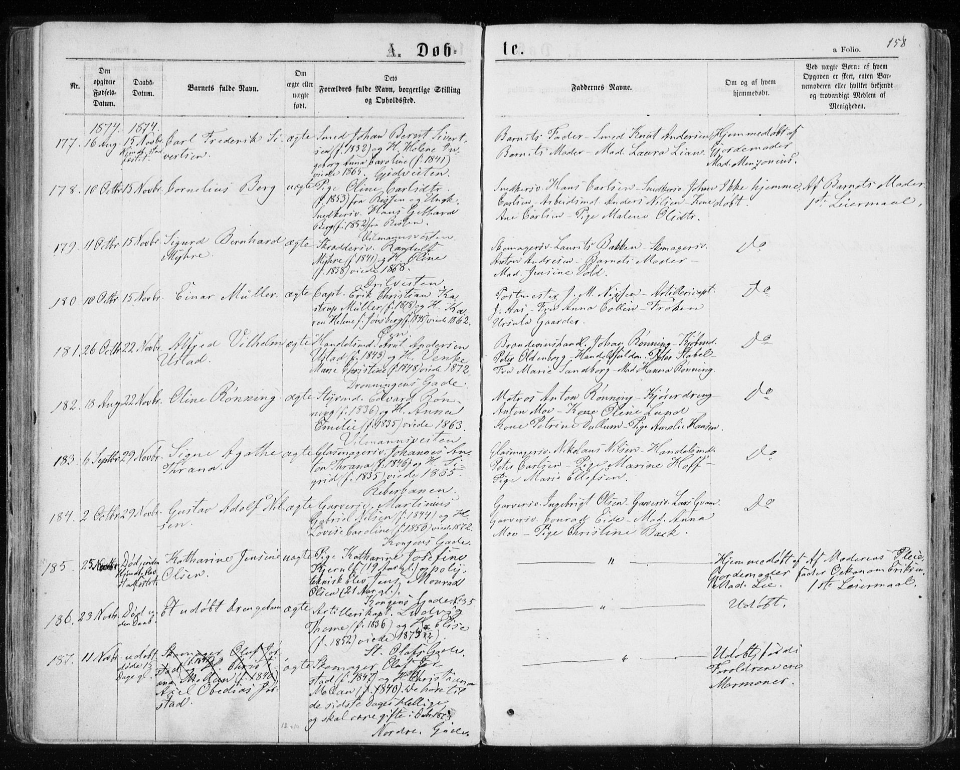 Ministerialprotokoller, klokkerbøker og fødselsregistre - Sør-Trøndelag, SAT/A-1456/601/L0054: Parish register (official) no. 601A22, 1866-1877, p. 158