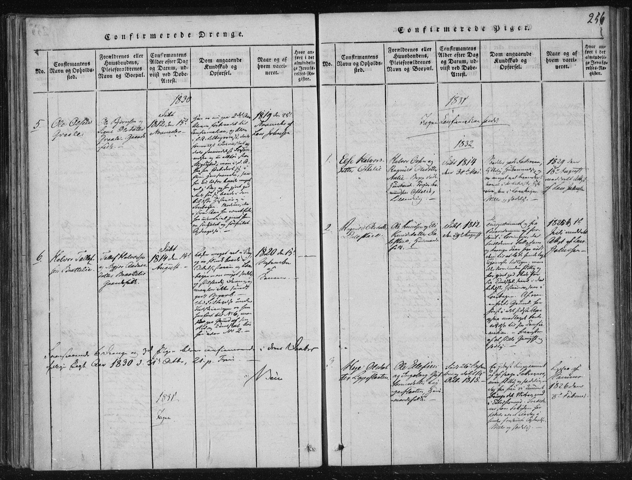Lårdal kirkebøker, SAKO/A-284/F/Fc/L0001: Parish register (official) no. III 1, 1815-1860, p. 256