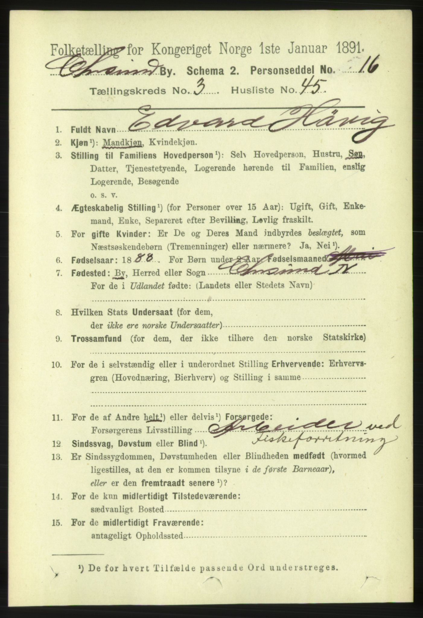 RA, 1891 census for 1503 Kristiansund, 1891, p. 3303