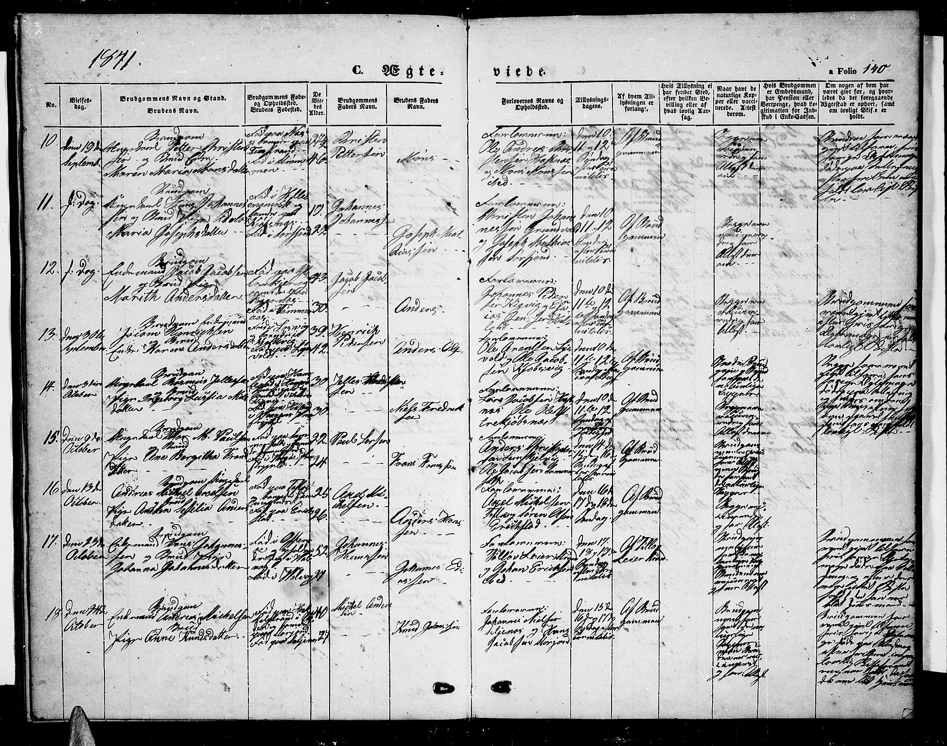 Ministerialprotokoller, klokkerbøker og fødselsregistre - Nordland, AV/SAT-A-1459/872/L1045: Parish register (copy) no. 872C01, 1840-1851, p. 140