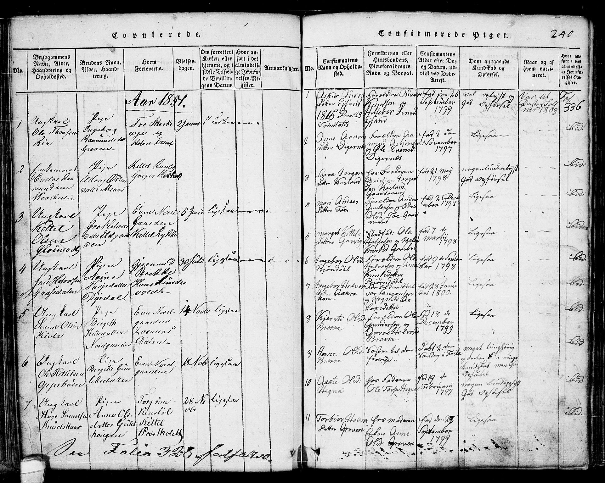 Seljord kirkebøker, AV/SAKO-A-20/G/Ga/L0001: Parish register (copy) no. I 1, 1815-1854, p. 240