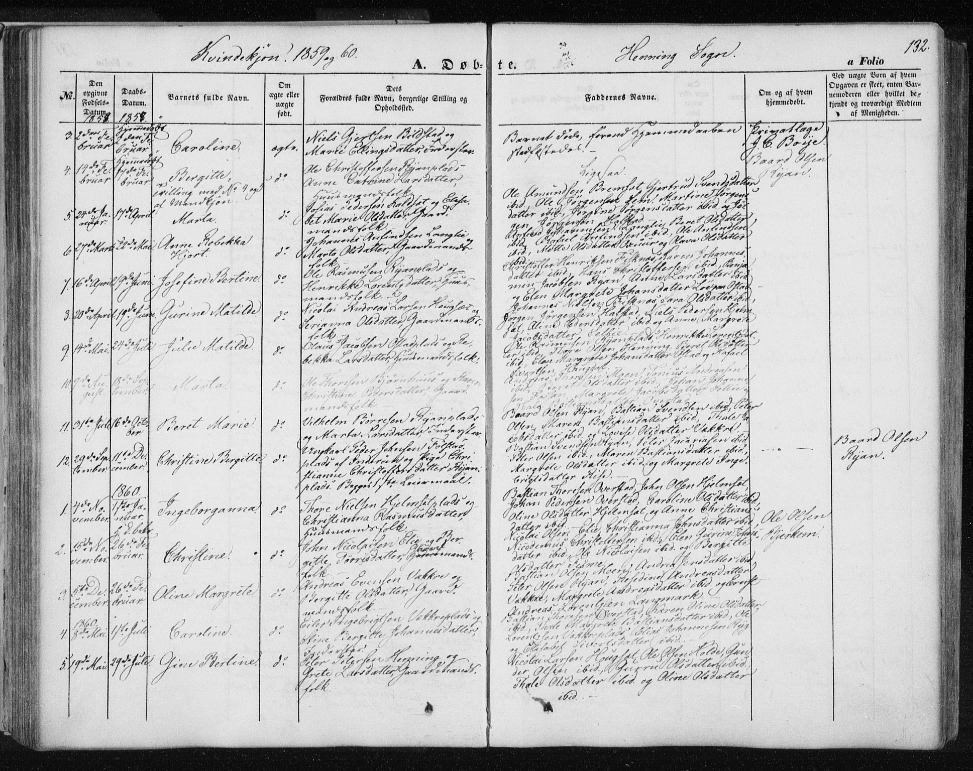 Ministerialprotokoller, klokkerbøker og fødselsregistre - Nord-Trøndelag, SAT/A-1458/735/L0342: Parish register (official) no. 735A07 /3, 1849-1862, p. 132