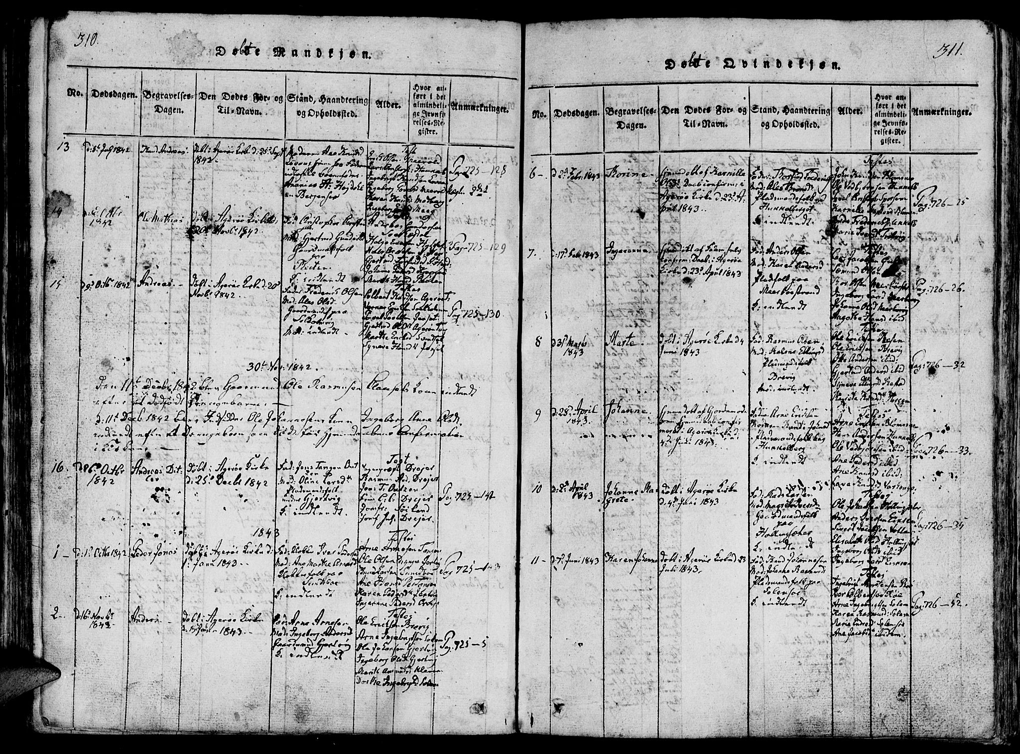 Ministerialprotokoller, klokkerbøker og fødselsregistre - Møre og Romsdal, SAT/A-1454/560/L0718: Parish register (official) no. 560A02, 1817-1844, p. 310-311