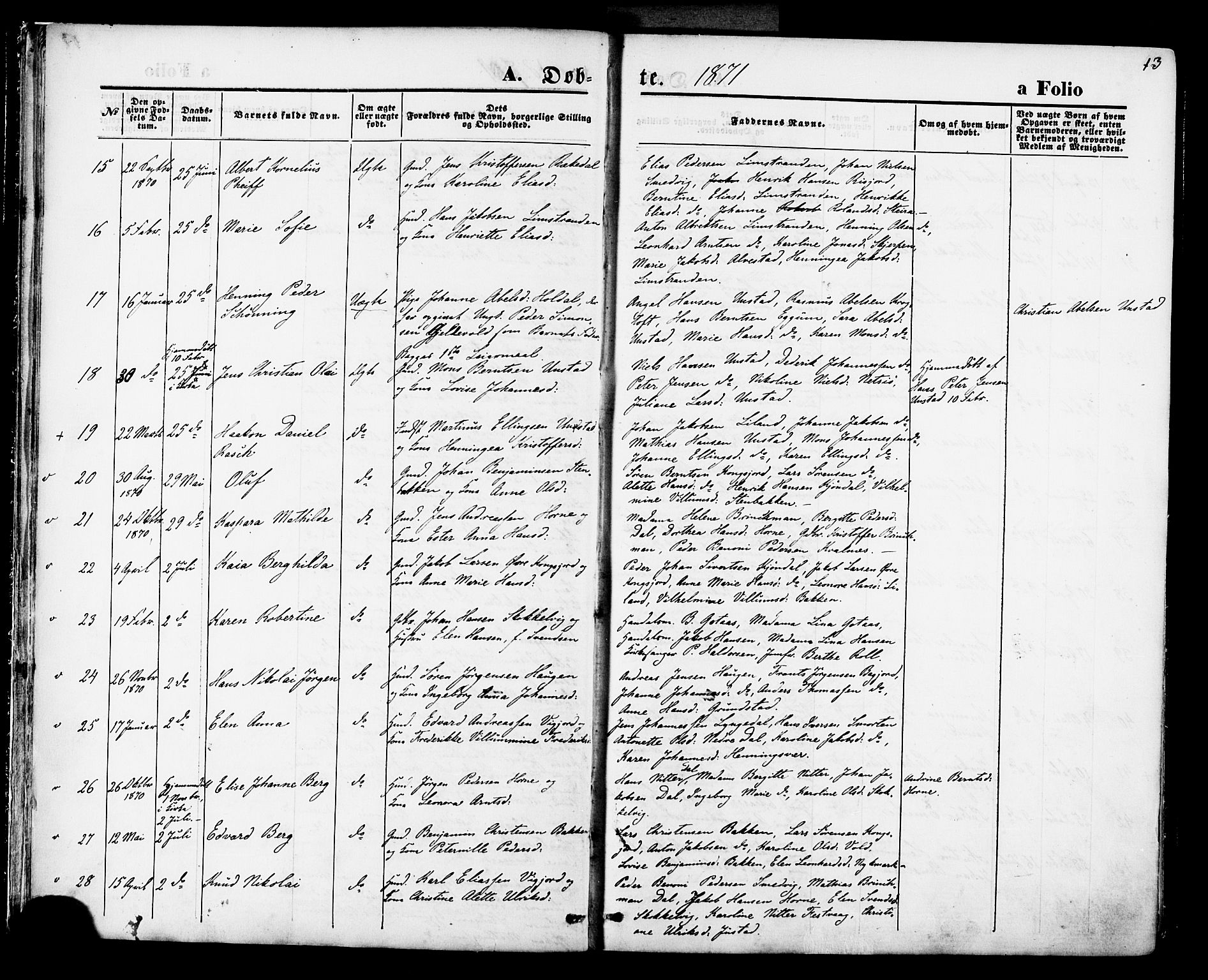 Ministerialprotokoller, klokkerbøker og fødselsregistre - Nordland, SAT/A-1459/880/L1132: Parish register (official) no. 880A06, 1869-1887, p. 13