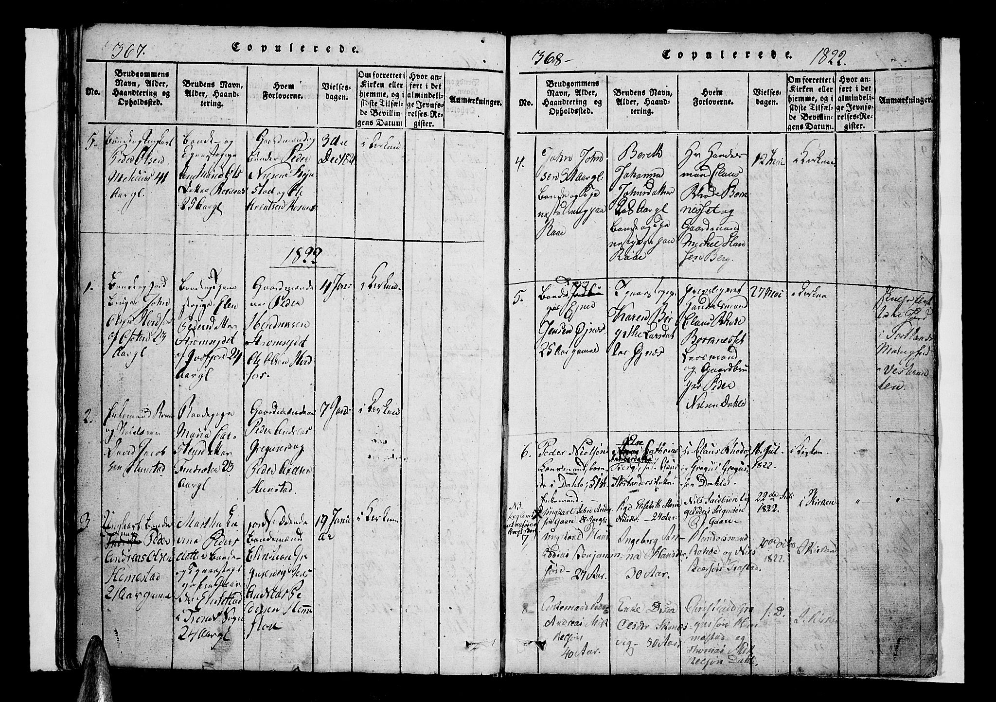Kvæfjord sokneprestkontor, SATØ/S-1323/G/Ga/Gaa/L0002kirke: Parish register (official) no. 2, 1821-1830, p. 367-368