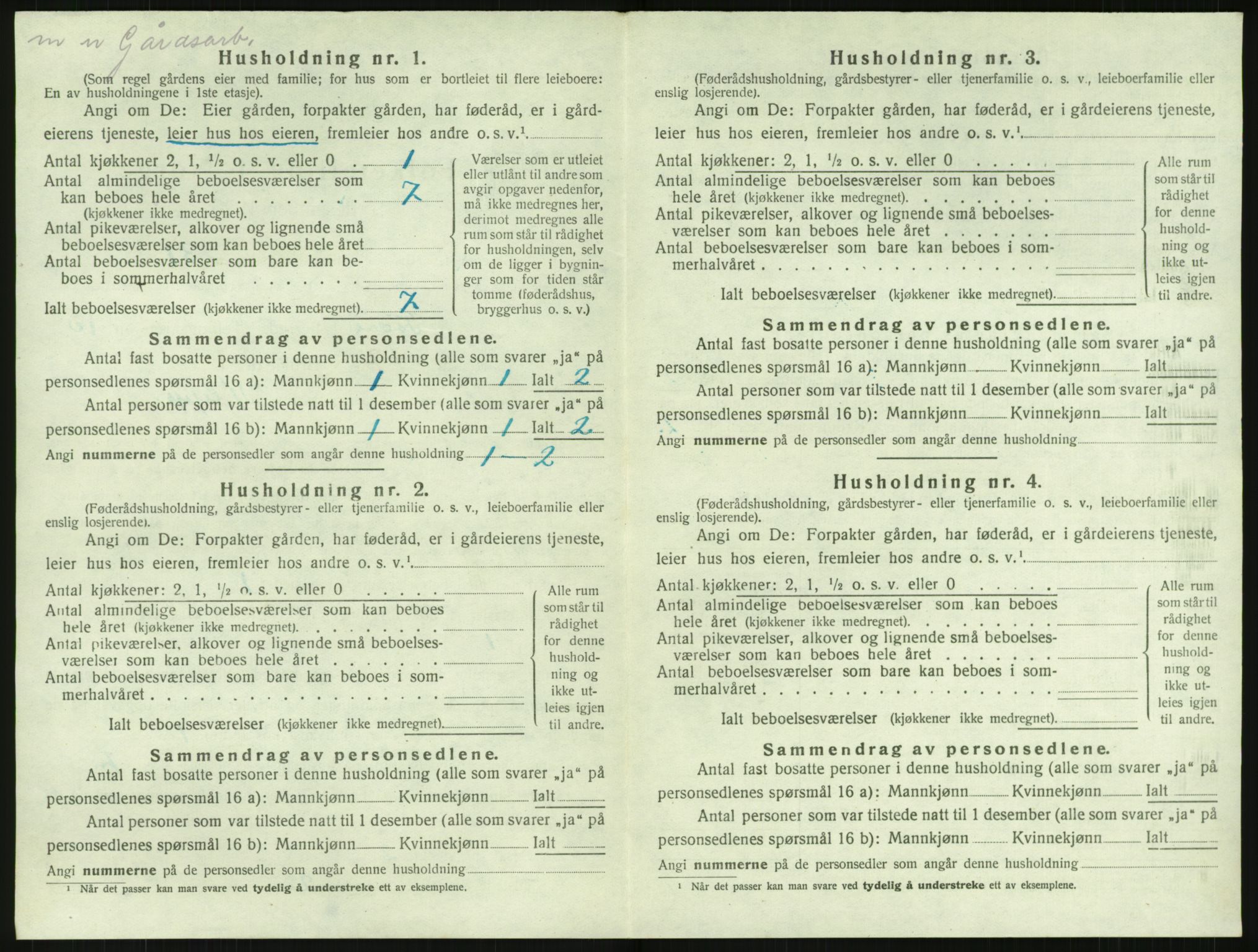 SAK, 1920 census for Fjære, 1920, p. 1960