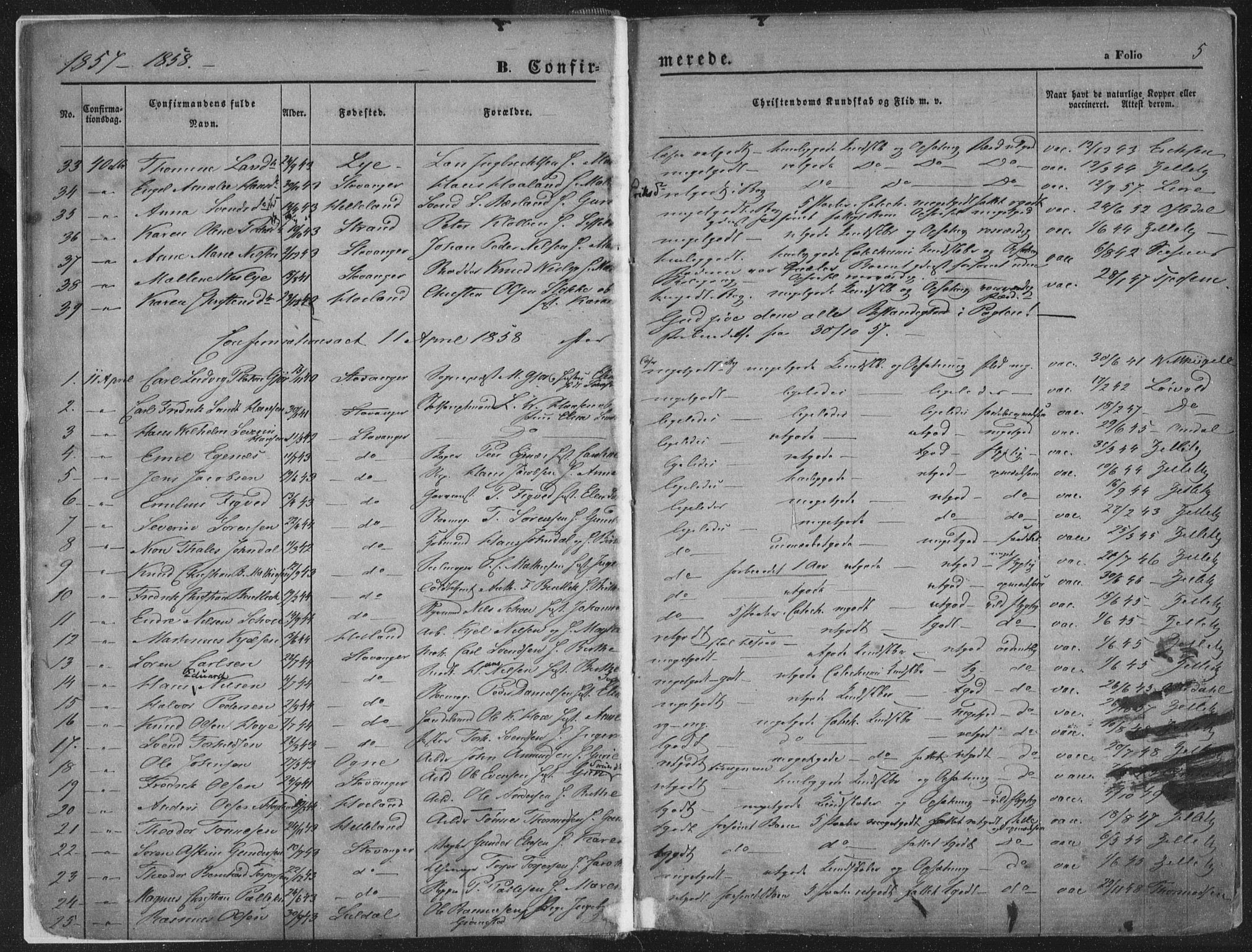 Domkirken sokneprestkontor, SAST/A-101812/001/30/30BA/L0018: Parish register (official) no. A 17, 1857-1877, p. 5