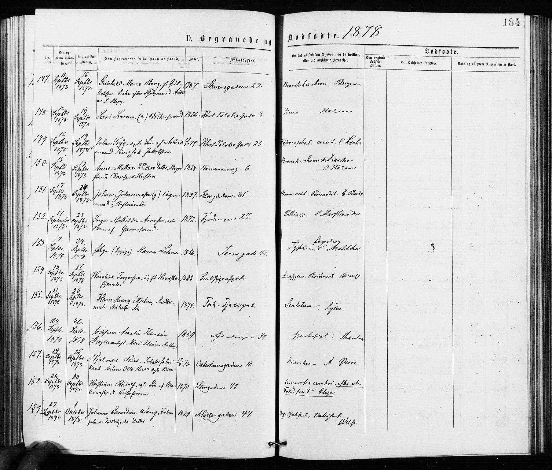 Jakob prestekontor Kirkebøker, SAO/A-10850/F/Fa/L0002: Parish register (official) no. 2, 1875-1879, p. 184