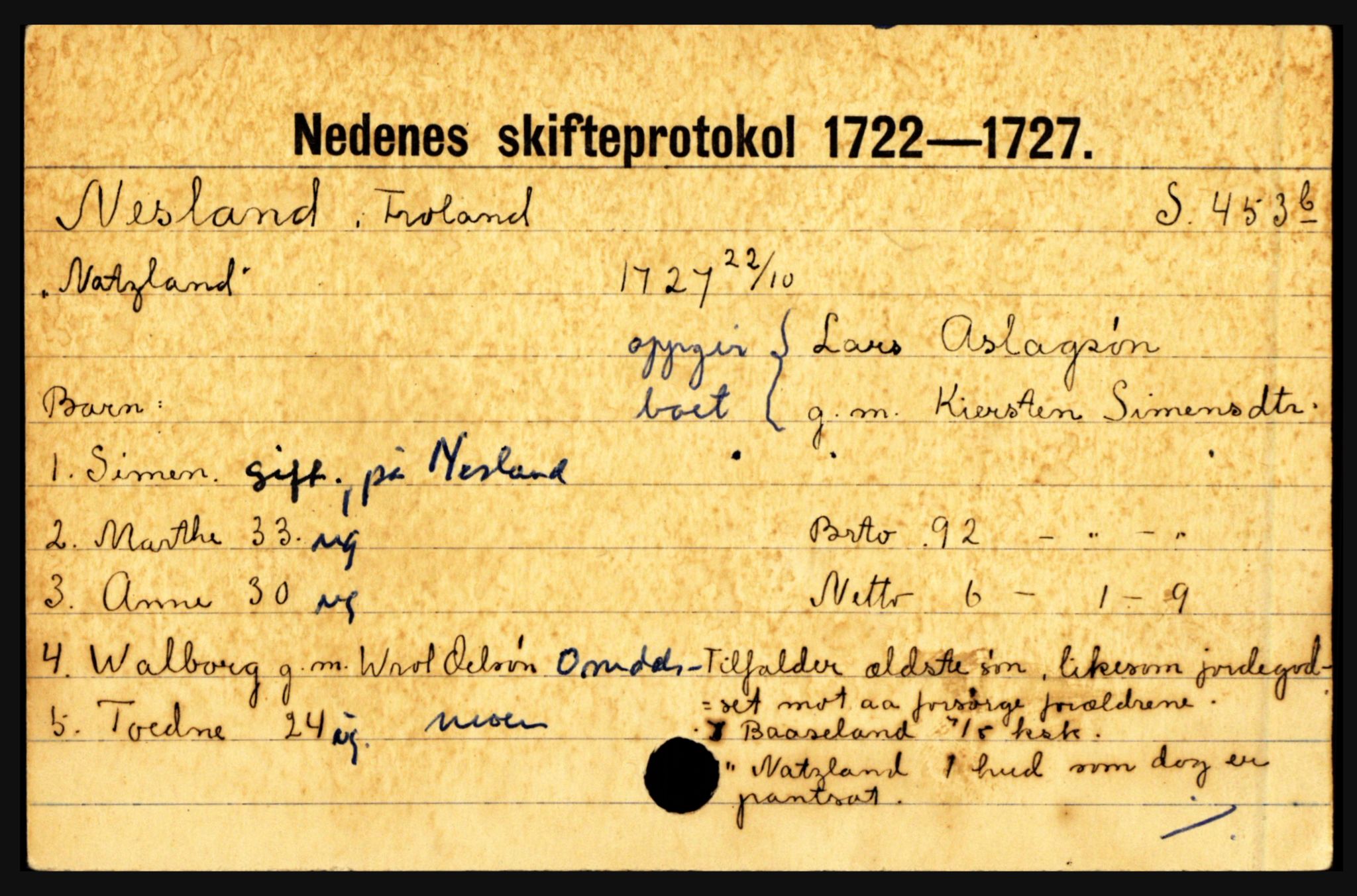 Nedenes sorenskriveri før 1824, AV/SAK-1221-0007/H, p. 22159