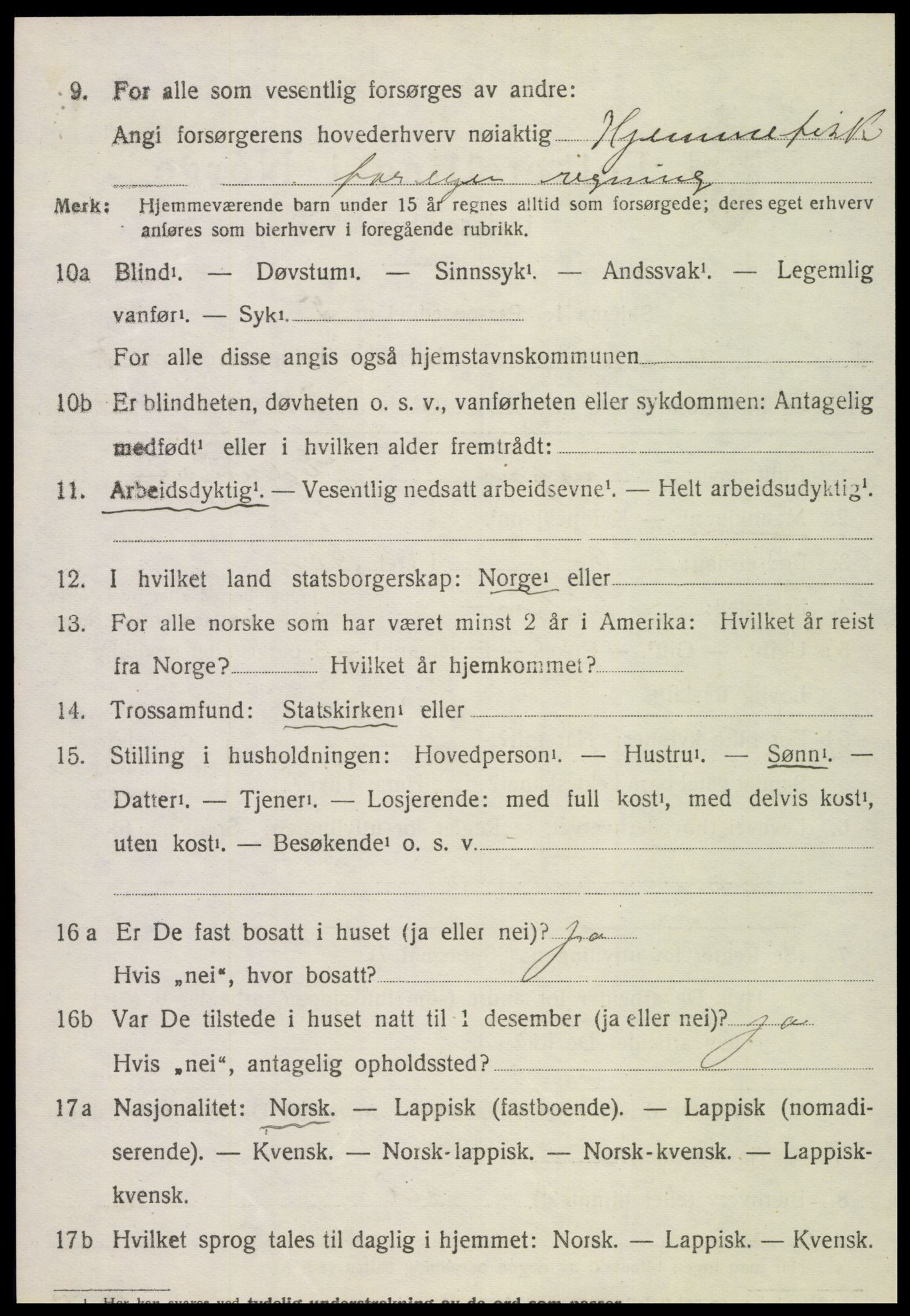 SAT, 1920 census for Vikna, 1920, p. 5484