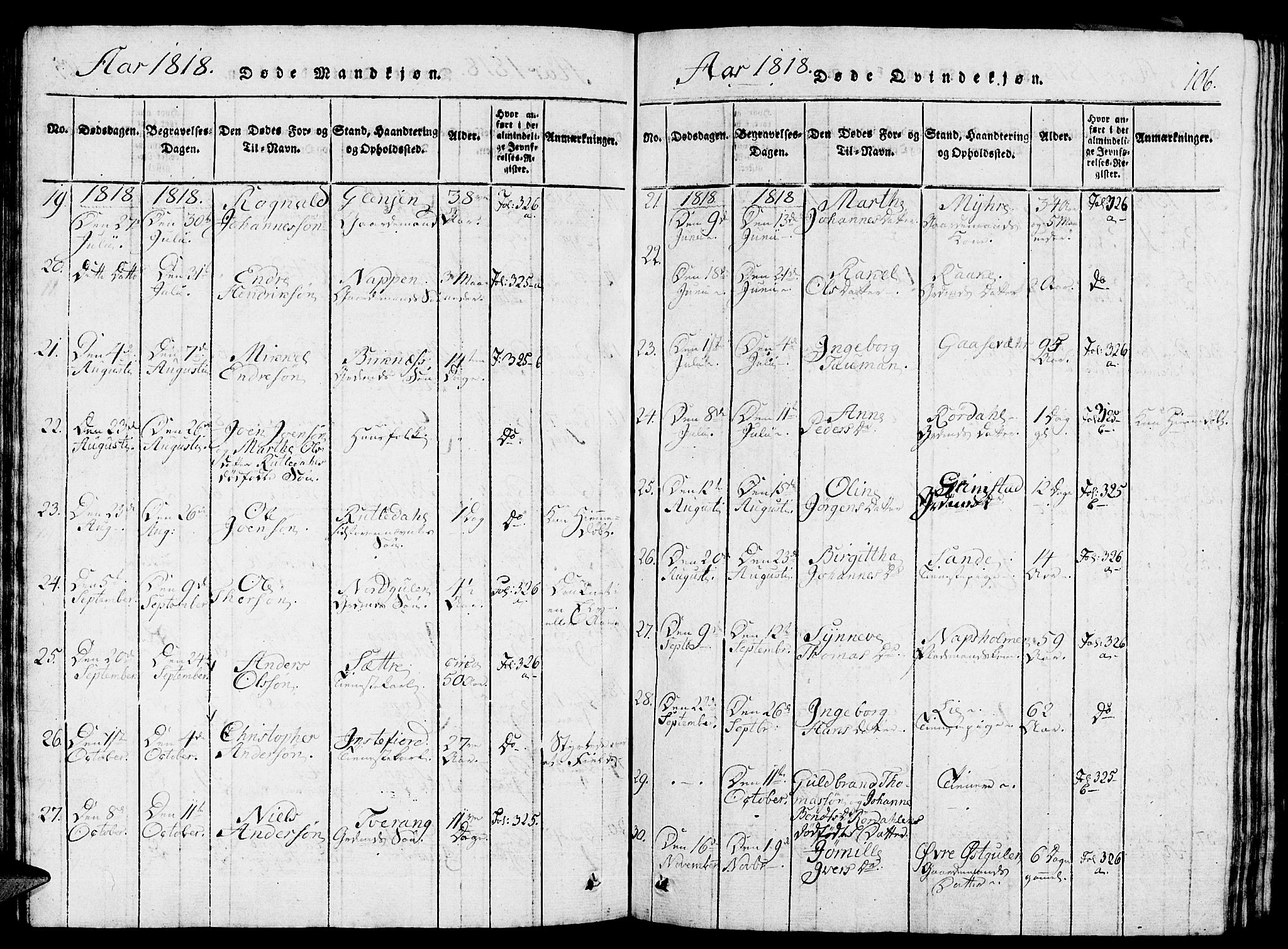 Gulen sokneprestembete, SAB/A-80201/H/Haa/Haaa/L0018: Parish register (official) no. A 18, 1816-1825, p. 106