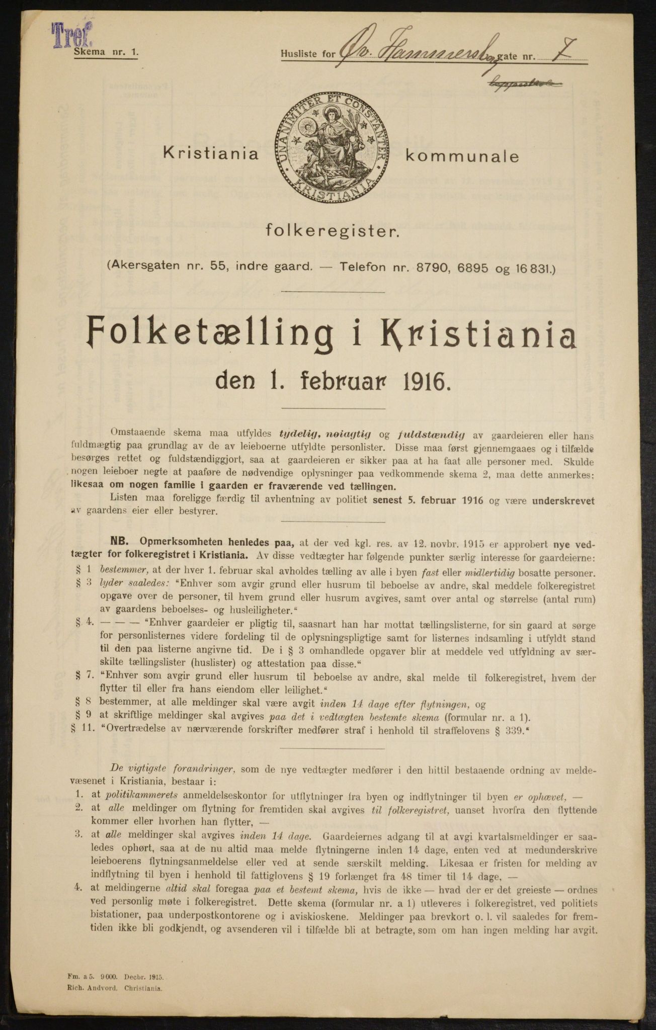 OBA, Municipal Census 1916 for Kristiania, 1916, p. 133598