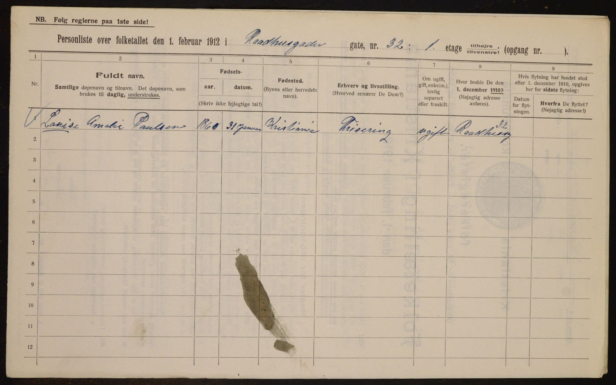 OBA, Municipal Census 1912 for Kristiania, 1912, p. 86663