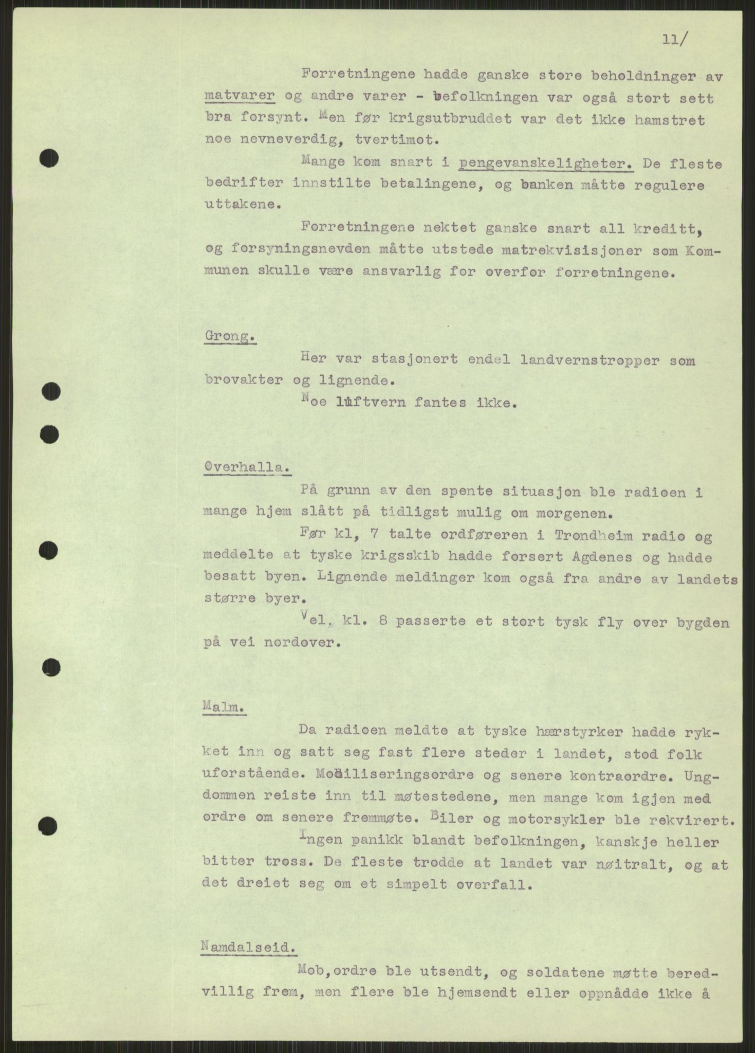 Forsvaret, Forsvarets krigshistoriske avdeling, AV/RA-RAFA-2017/Y/Ya/L0016: II-C-11-31 - Fylkesmenn.  Rapporter om krigsbegivenhetene 1940., 1940, p. 371