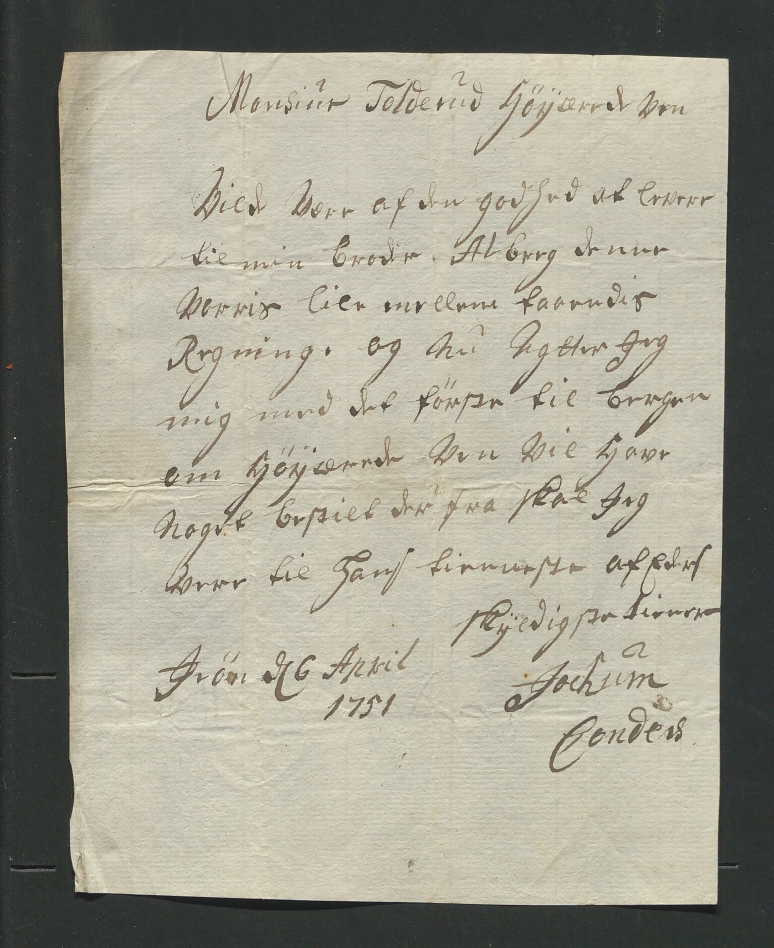 Åker i Vang, Hedmark, og familien Todderud, AV/SAH-ARK-010/J/Jc/L0001: Korrespondanse, 1706-1752, p. 306