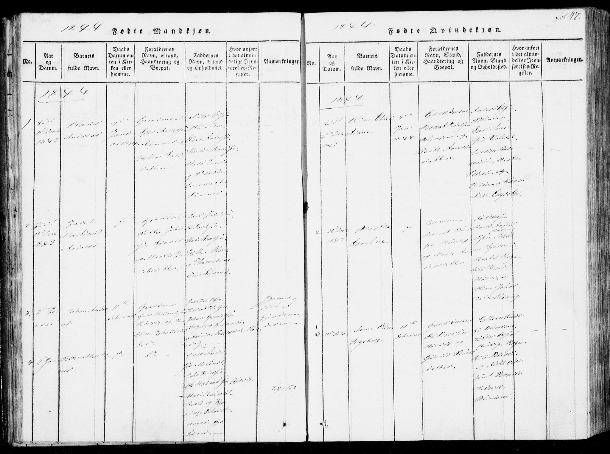 Ministerialprotokoller, klokkerbøker og fødselsregistre - Møre og Romsdal, SAT/A-1454/537/L0517: Parish register (official) no. 537A01, 1818-1862, p. 47