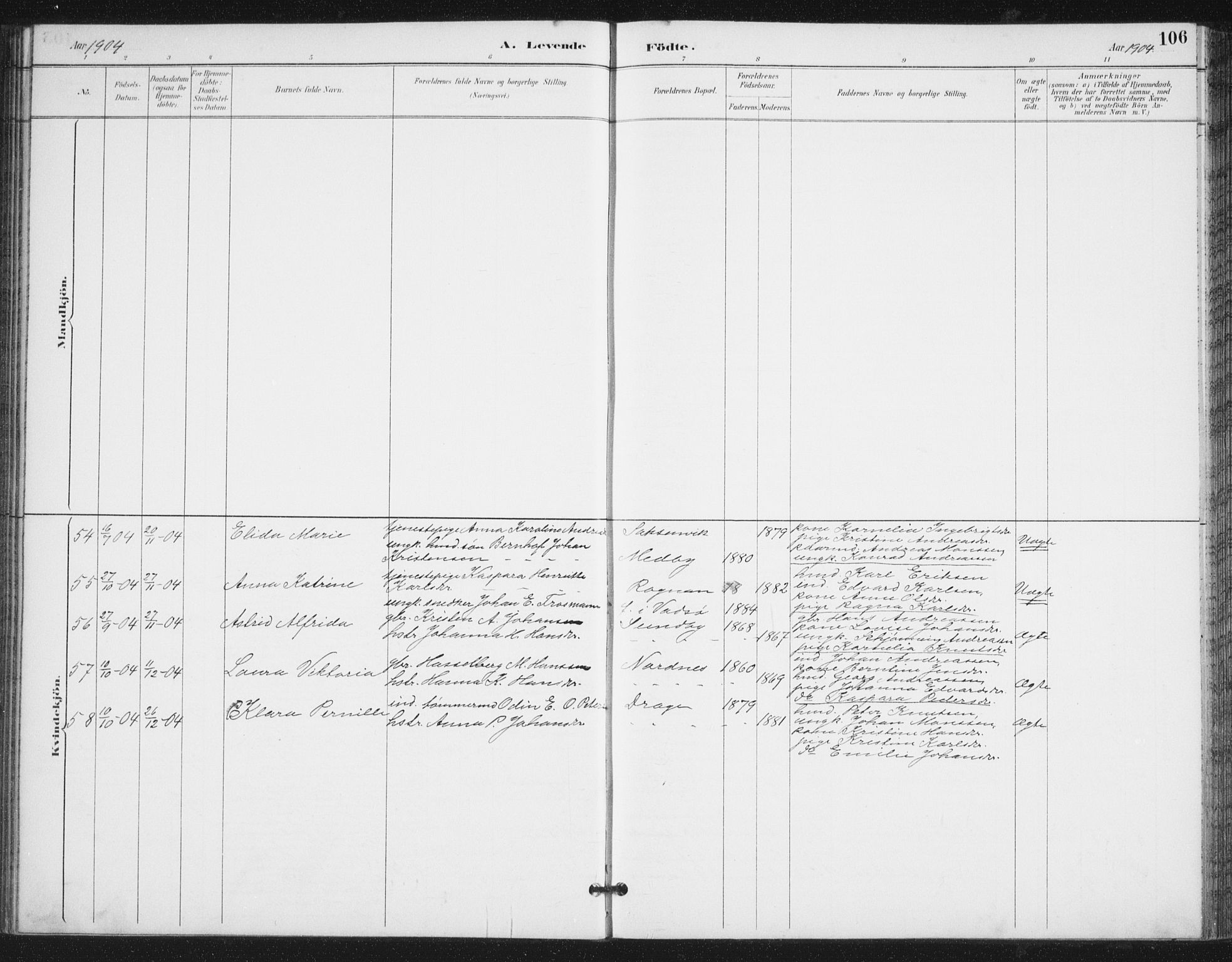 Ministerialprotokoller, klokkerbøker og fødselsregistre - Nordland, AV/SAT-A-1459/847/L0682: Parish register (copy) no. 847C10, 1889-1907, p. 106