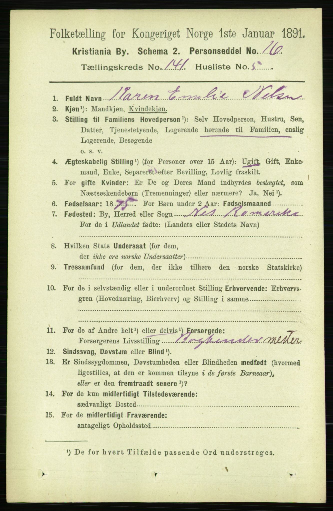 RA, 1891 census for 0301 Kristiania, 1891, p. 78216