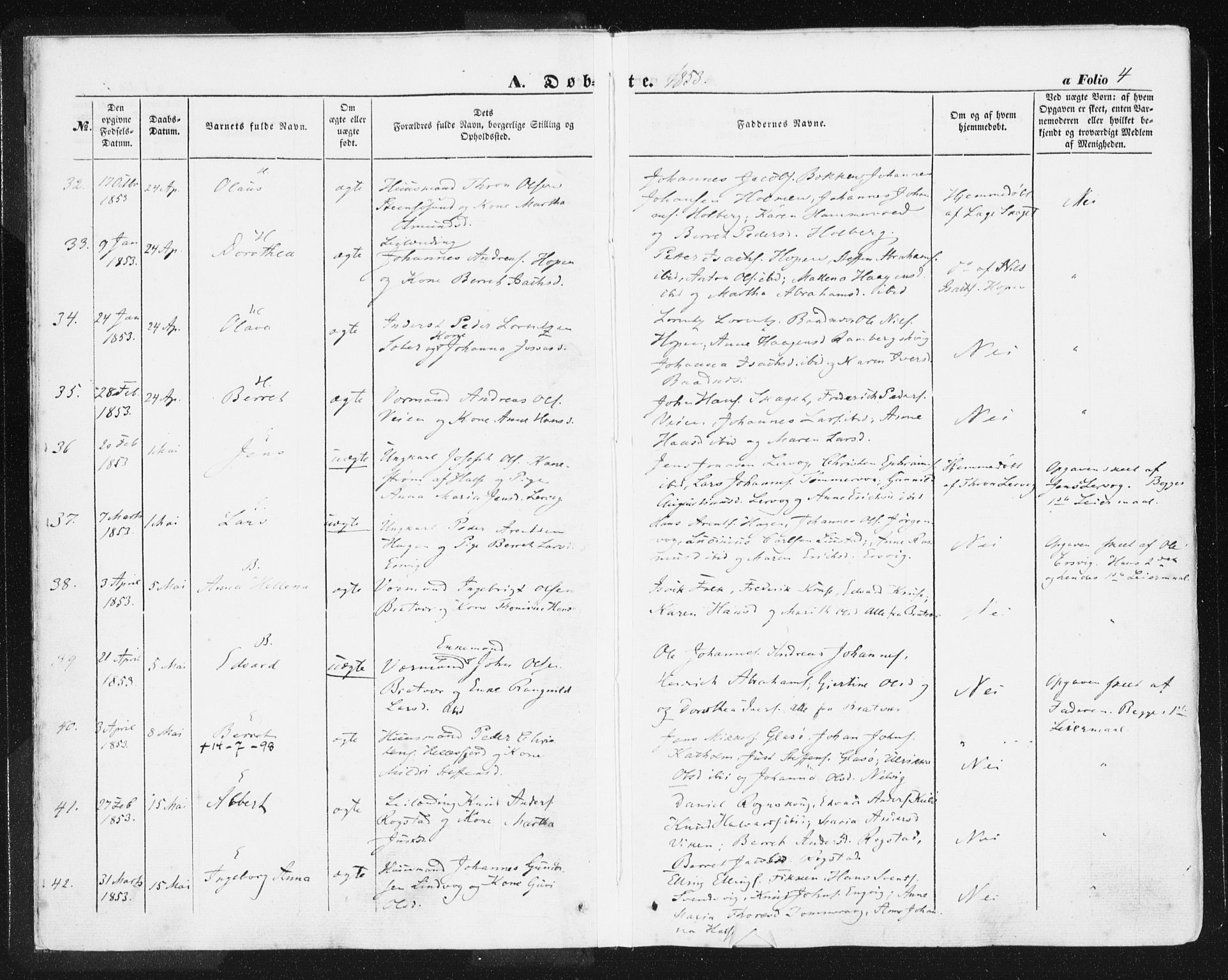 Ministerialprotokoller, klokkerbøker og fødselsregistre - Møre og Romsdal, AV/SAT-A-1454/581/L0937: Parish register (official) no. 581A05, 1853-1872, p. 4