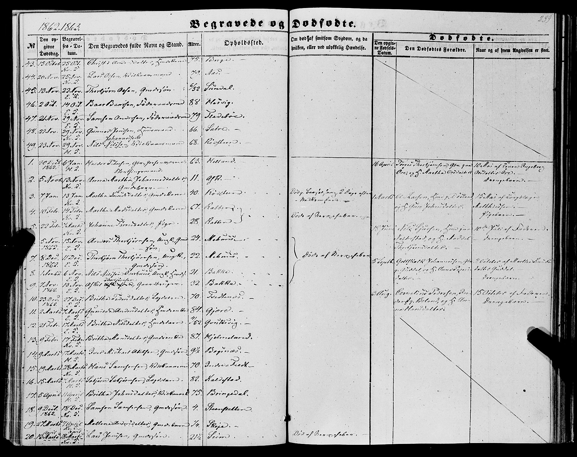 Kvinnherad sokneprestembete, SAB/A-76401/H/Haa: Parish register (official) no. A 8, 1854-1872, p. 239