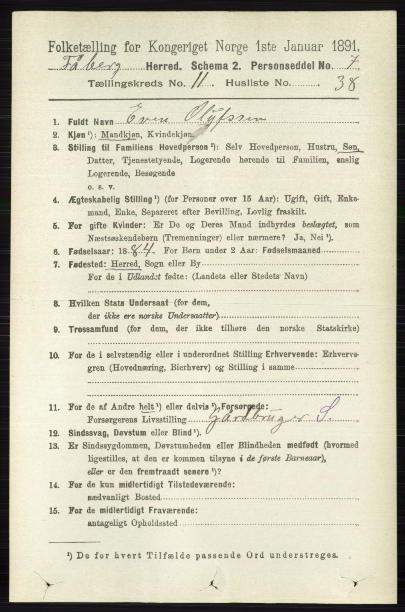 RA, 1891 census for 0524 Fåberg, 1891, p. 4679