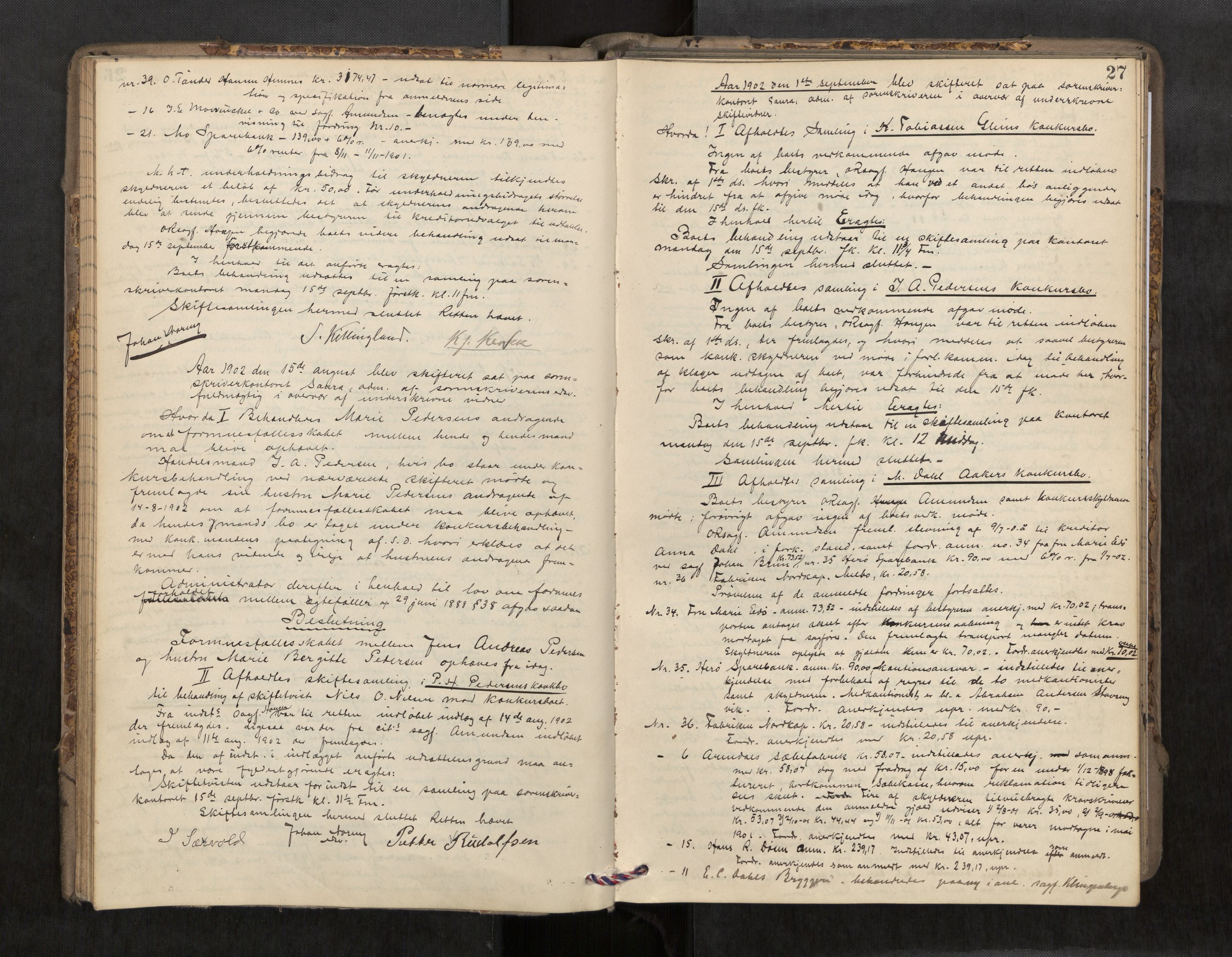 Rana sorenskriveri , AV/SAT-A-1108/1/3/3B/L0007: Skiftebehandlingsprotokoll, 1901-1909, p. 27