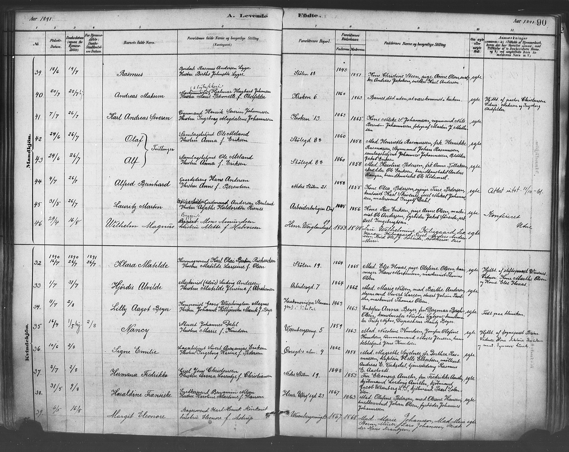 Mariakirken Sokneprestembete, SAB/A-76901/H/Haa/L0007: Parish register (official) no. A 7, 1878-1893, p. 90