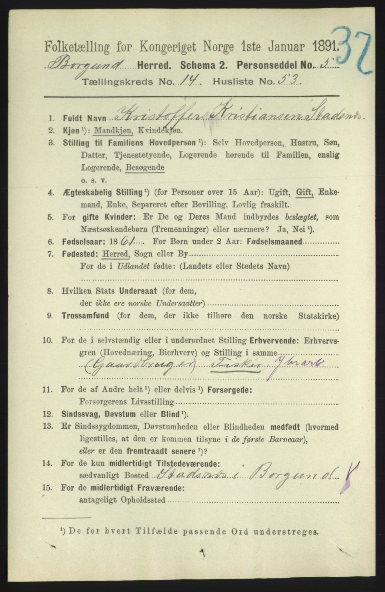 RA, 1891 census for 1531 Borgund, 1891, p. 4433