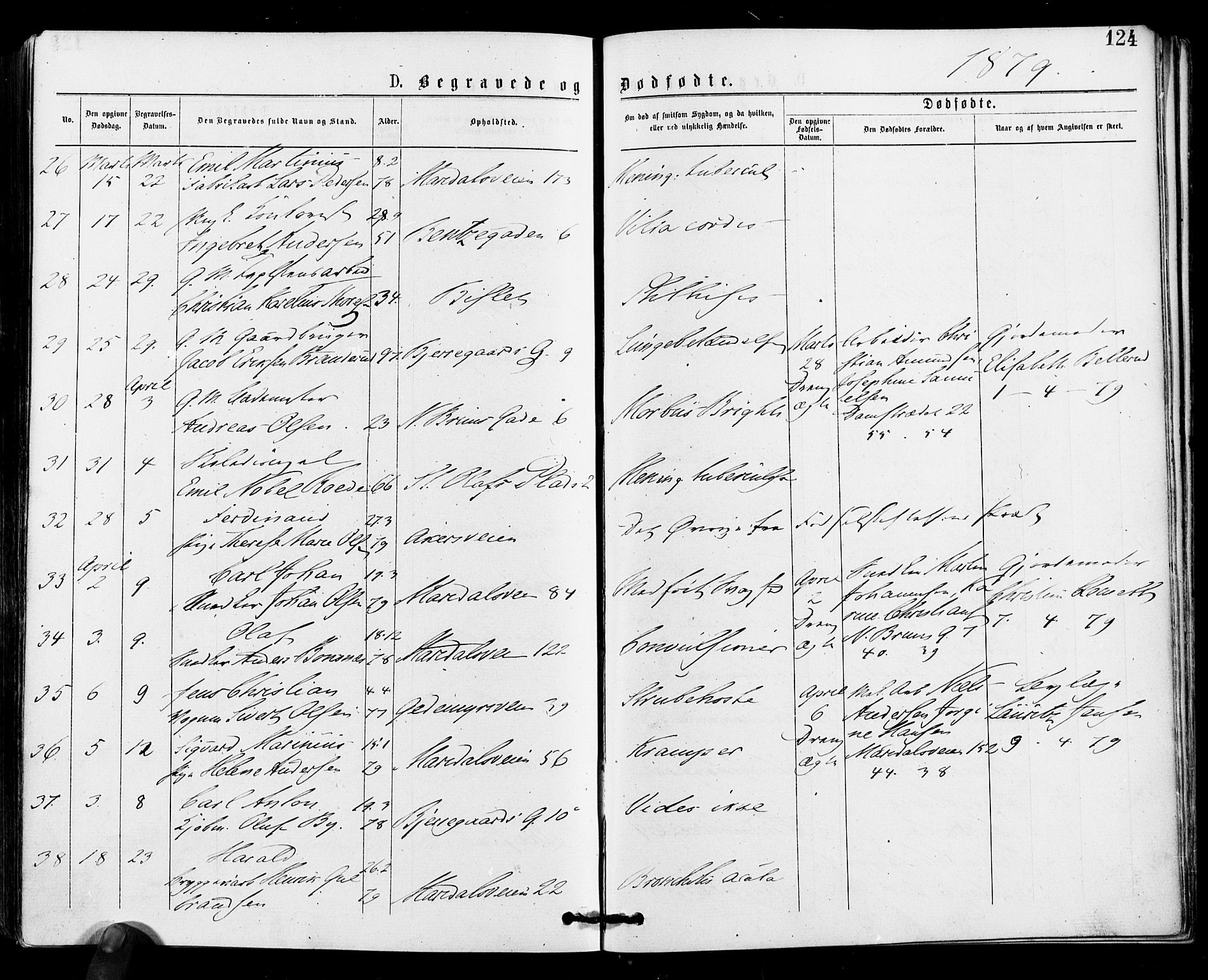 Gamle Aker prestekontor Kirkebøker, AV/SAO-A-10617a/F/L0004: Parish register (official) no. 4, 1872-1879, p. 124