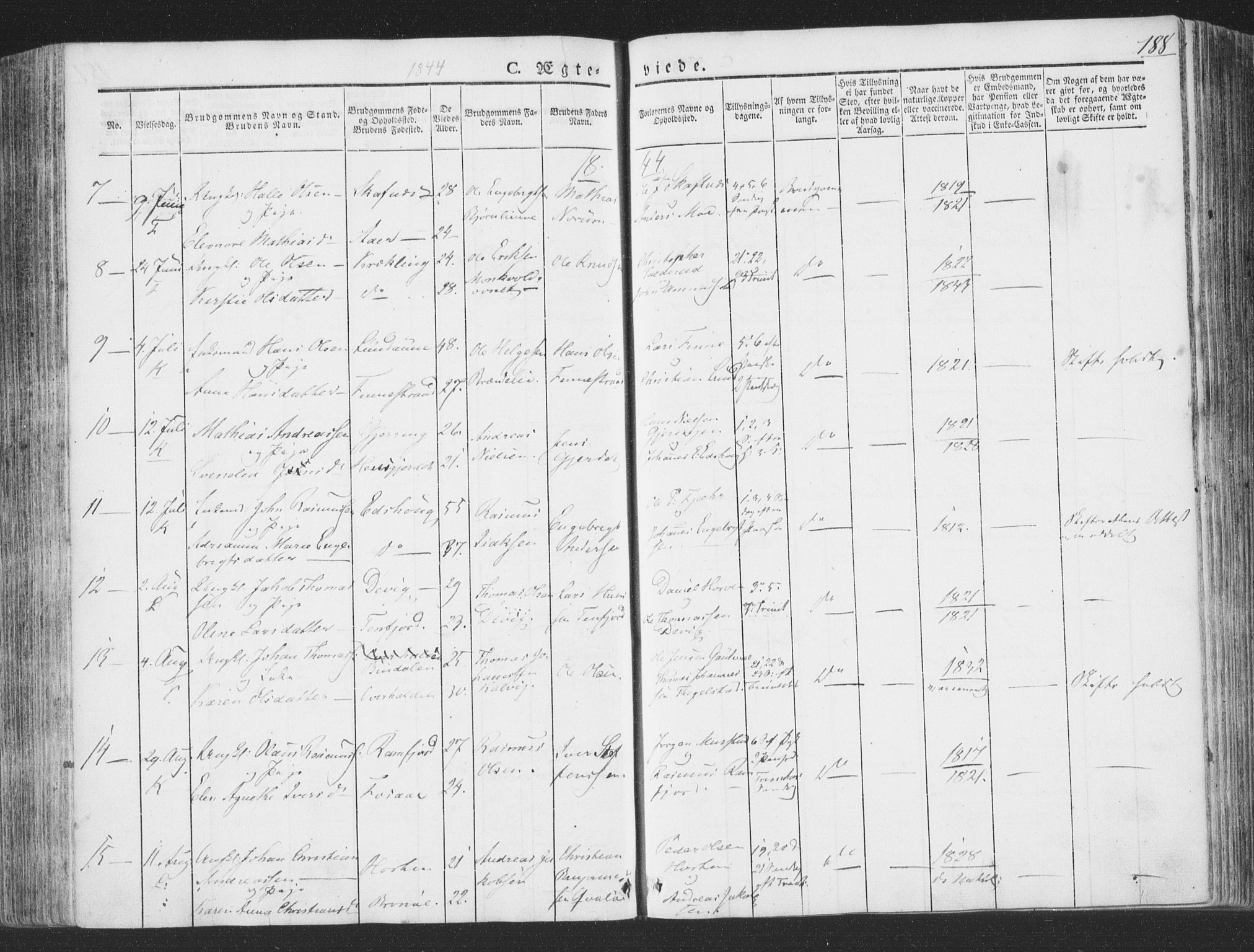 Ministerialprotokoller, klokkerbøker og fødselsregistre - Nord-Trøndelag, SAT/A-1458/780/L0639: Parish register (official) no. 780A04, 1830-1844, p. 188