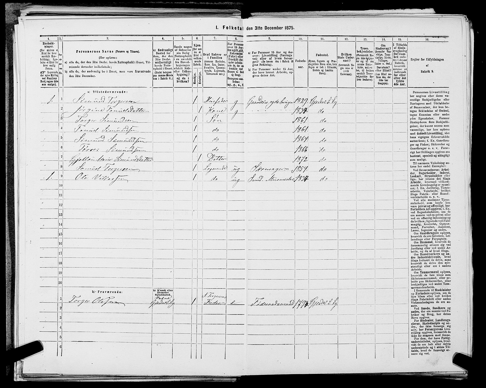 SAST, 1875 census for 1121P Lye, 1875, p. 868