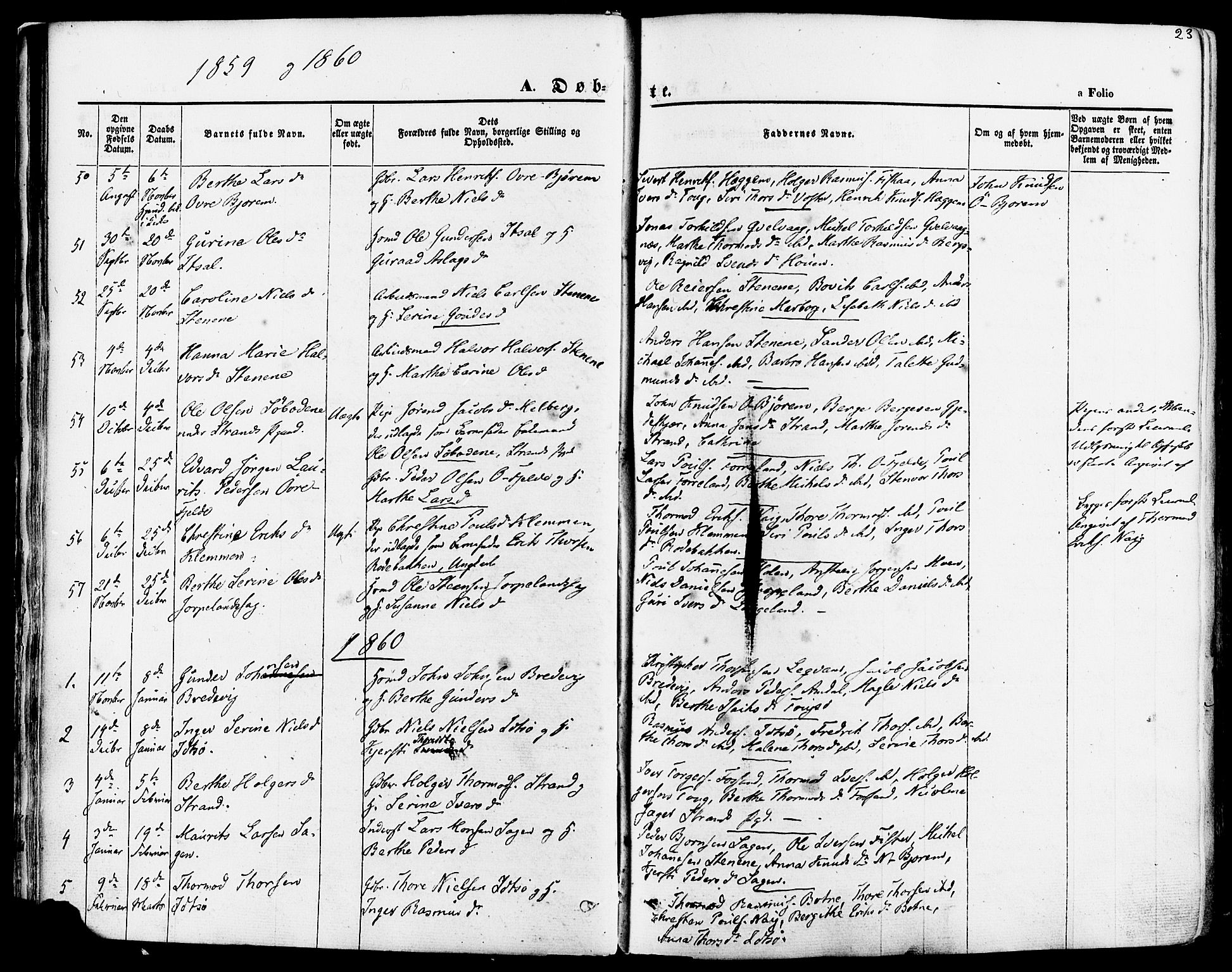 Strand sokneprestkontor, SAST/A-101828/H/Ha/Haa/L0007: Parish register (official) no. A 7, 1855-1881, p. 23