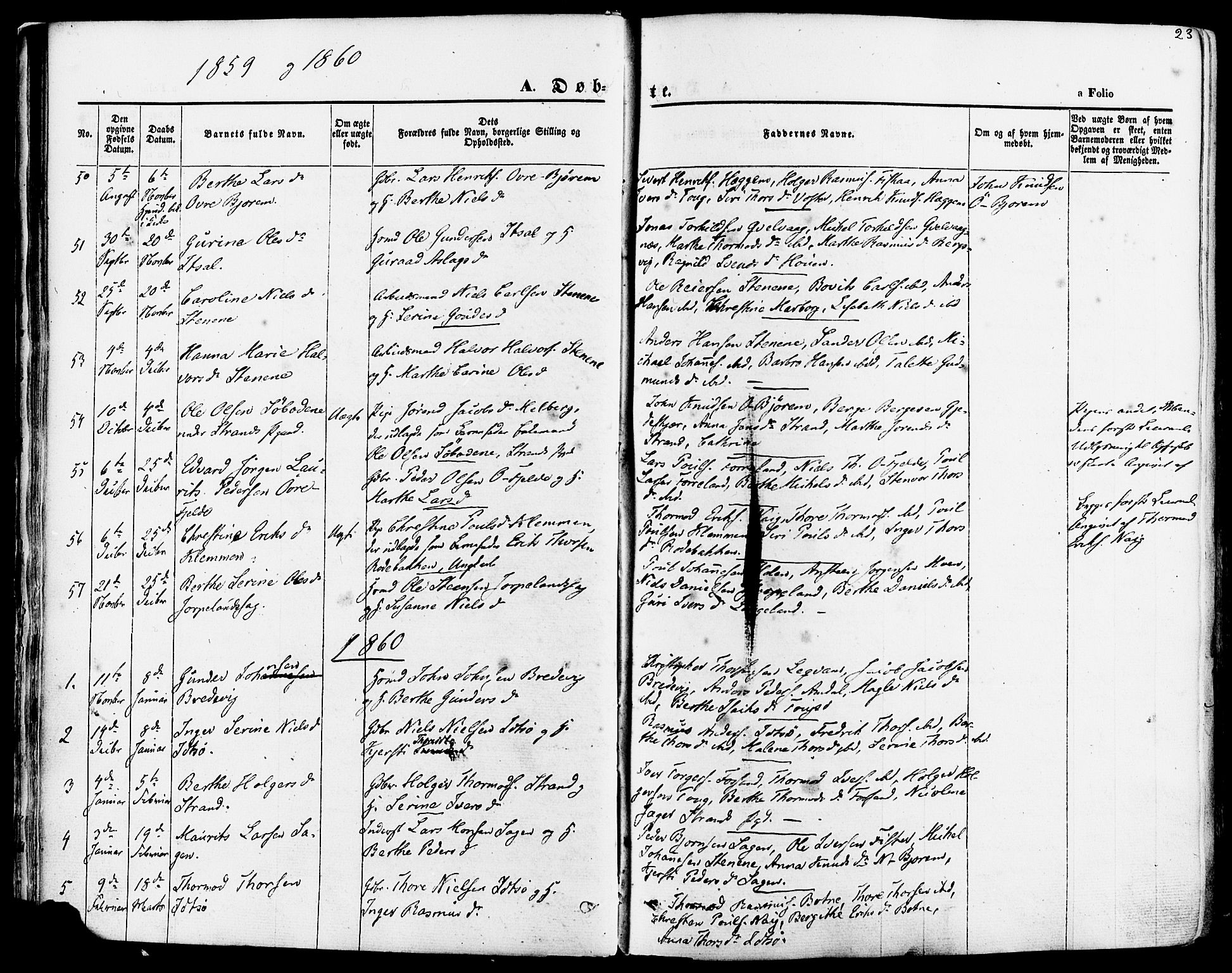 Strand sokneprestkontor, AV/SAST-A-101828/H/Ha/Haa/L0007: Parish register (official) no. A 7, 1855-1881, p. 23