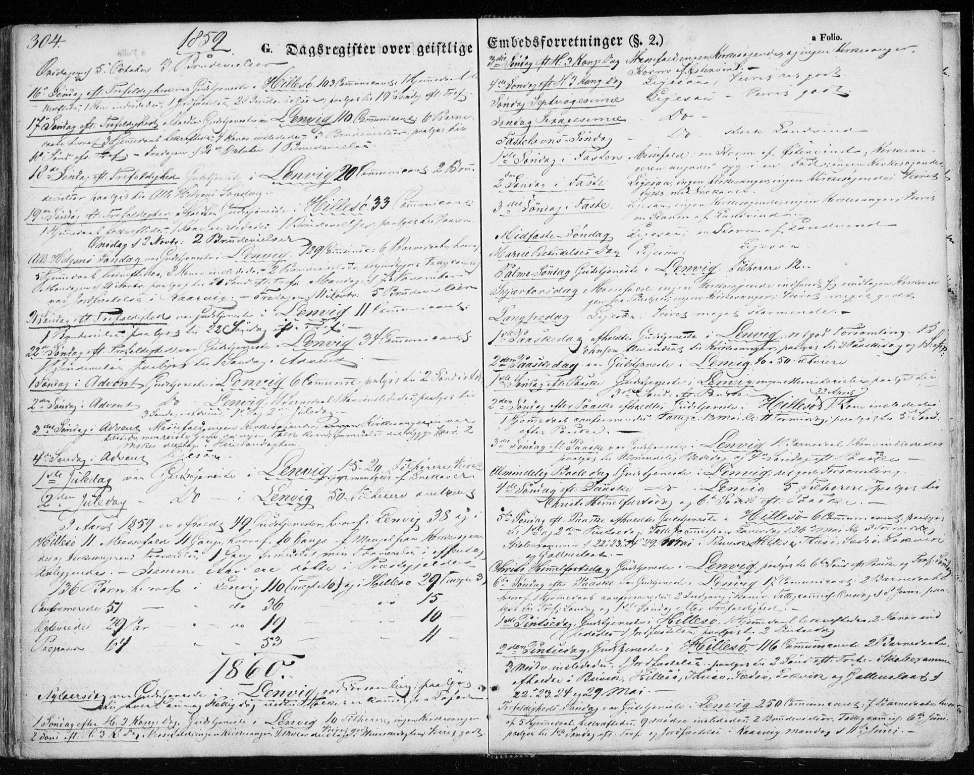 Lenvik sokneprestembete, SATØ/S-1310/H/Ha/Haa/L0007kirke: Parish register (official) no. 7, 1855-1865, p. 304