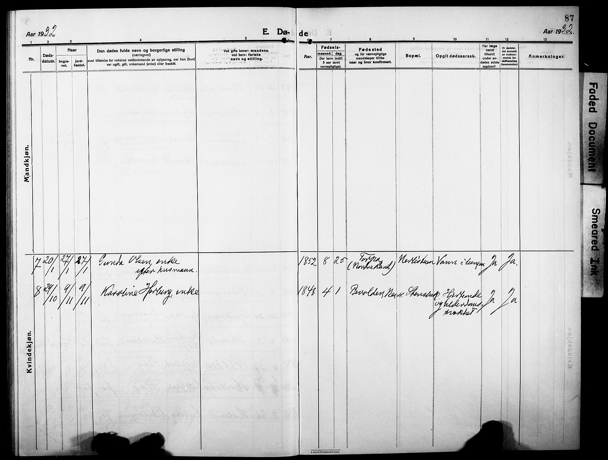 Nes prestekontor, Hedmark, AV/SAH-PREST-020/L/La/L0008: Parish register (copy) no. 8, 1910-1932, p. 87